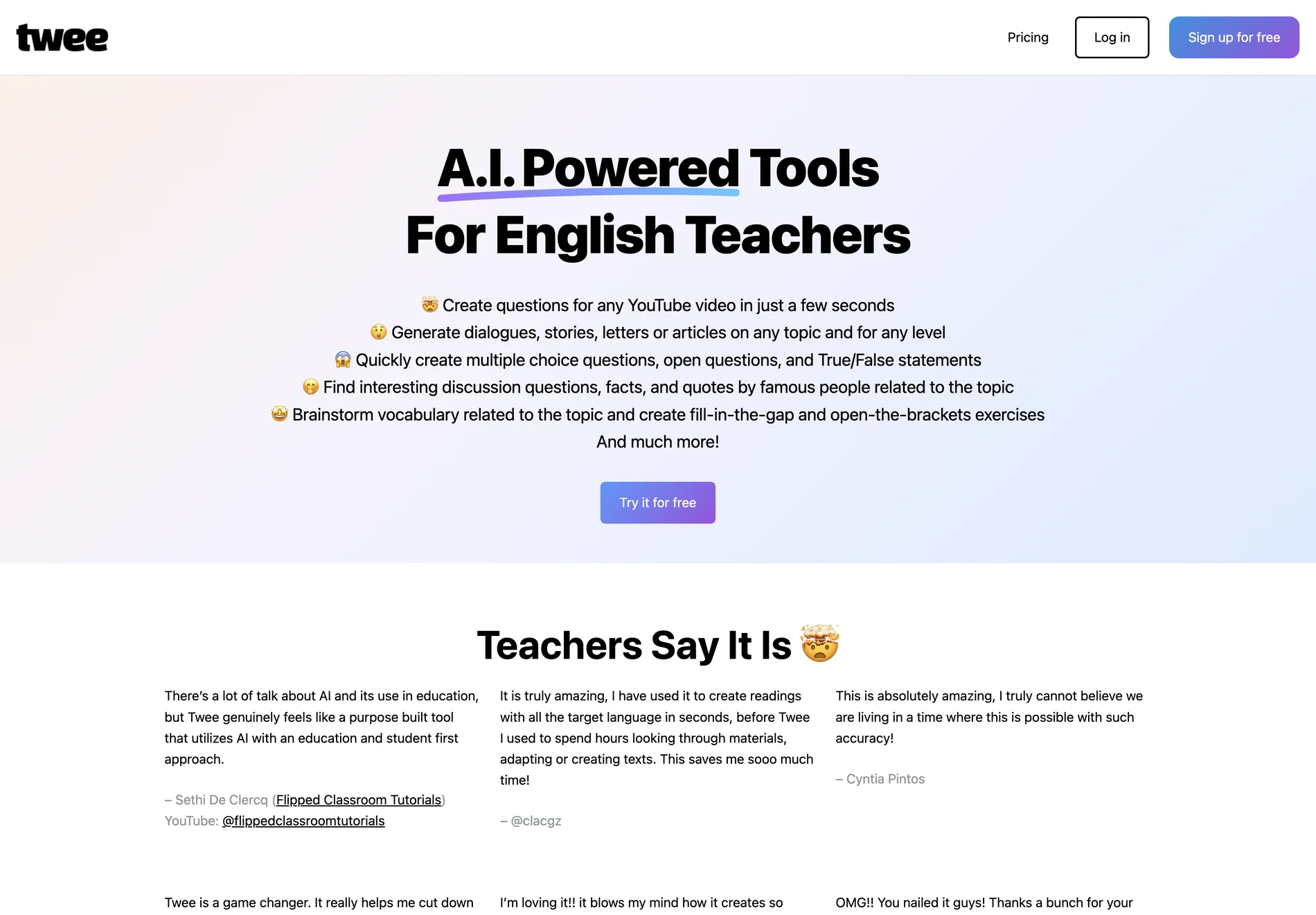 Twee – AI-Powered Tools for English Teachers