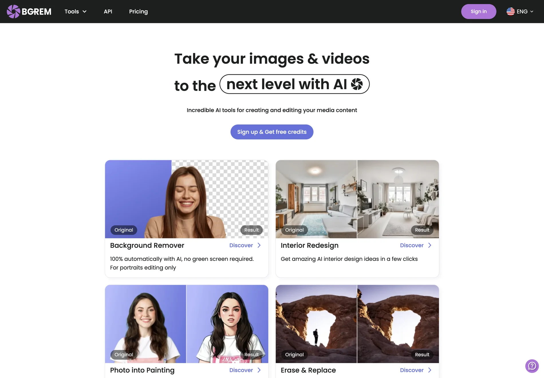 BgRem — Incredible AI Tools for Creating Images & Videos