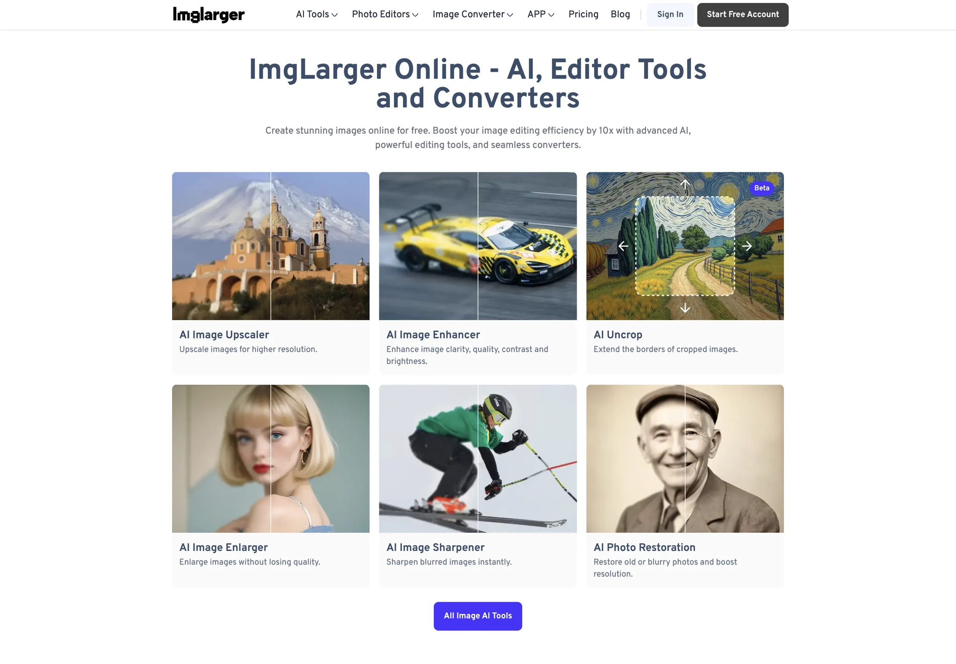 Imglarger: AI-Powered Image Enhancer, Editor, and Converter