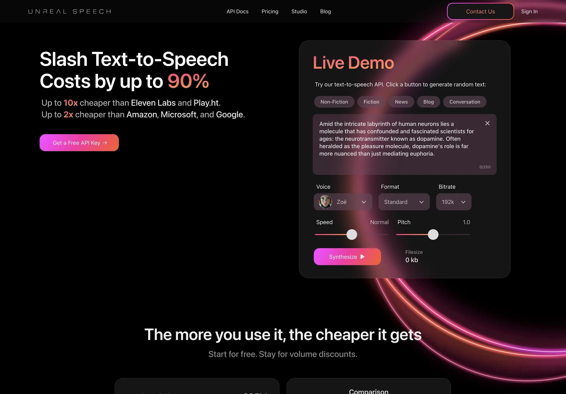 Unreal Speech: AI-Powered Text-to-Speech with 90% Cost Savings