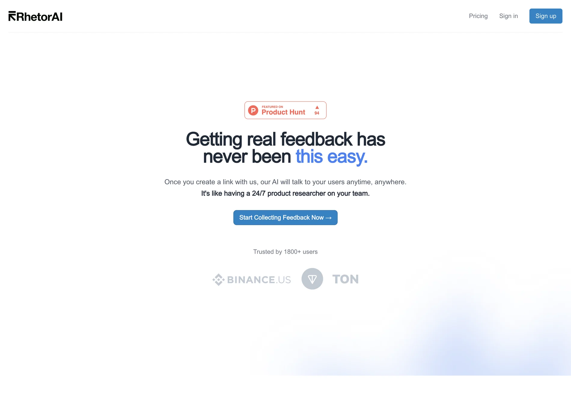 RhetorAI: AI-Powered Feedback Collection for Businesses