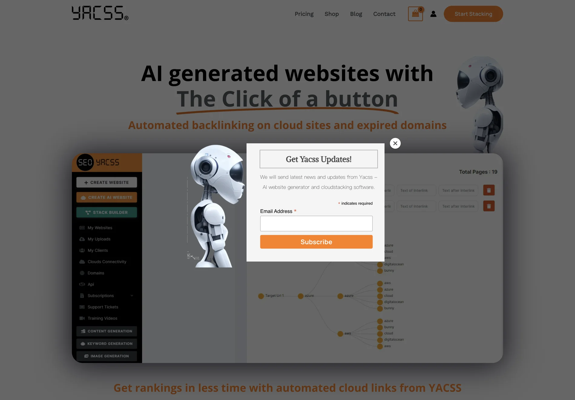 YACSS: AI-Powered SEO Platform for Automated Website Generation and Cloud Stacking