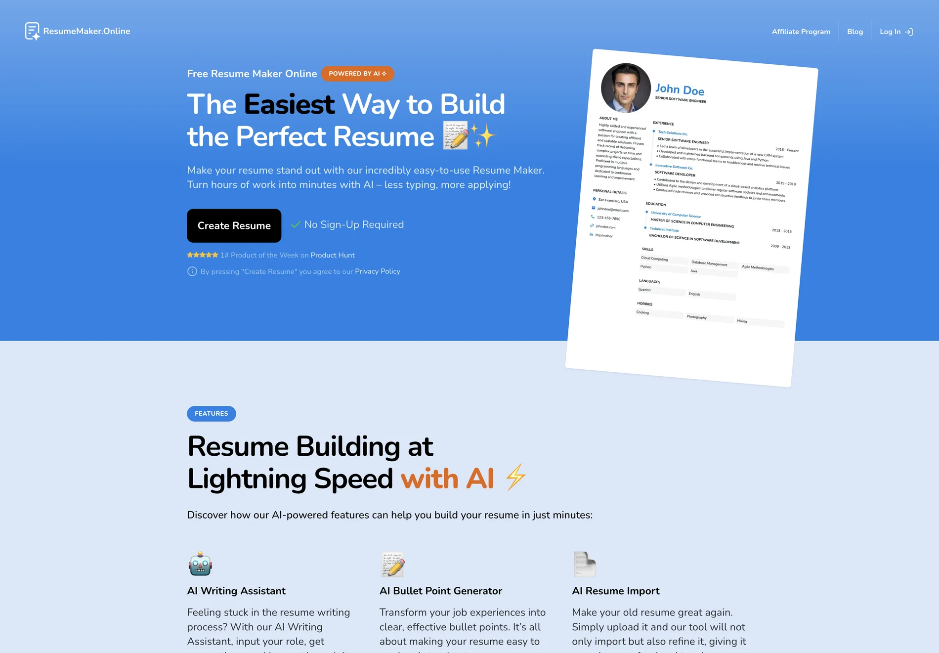 ResumeMaker.Online: Free AI-Powered Resume Builder