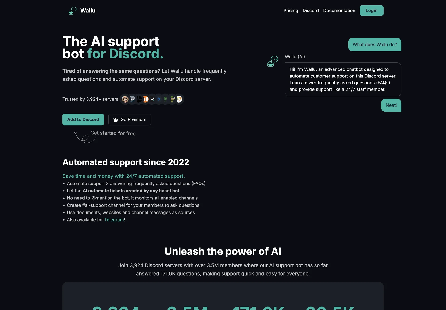 Wallu - Automate Discord Support and FAQs with AI