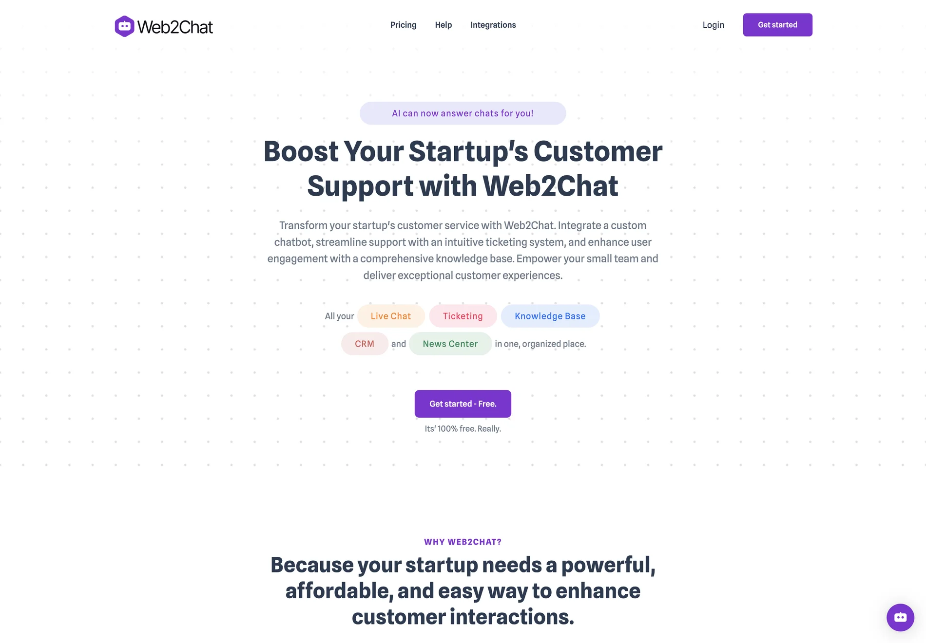 Web2Chat - Transform Customer Support with AI-Powered Live Chat