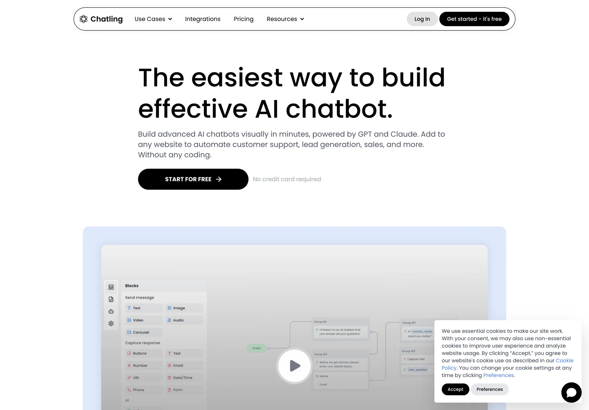 No-Code AI Chatbot for Your Website | Chatling