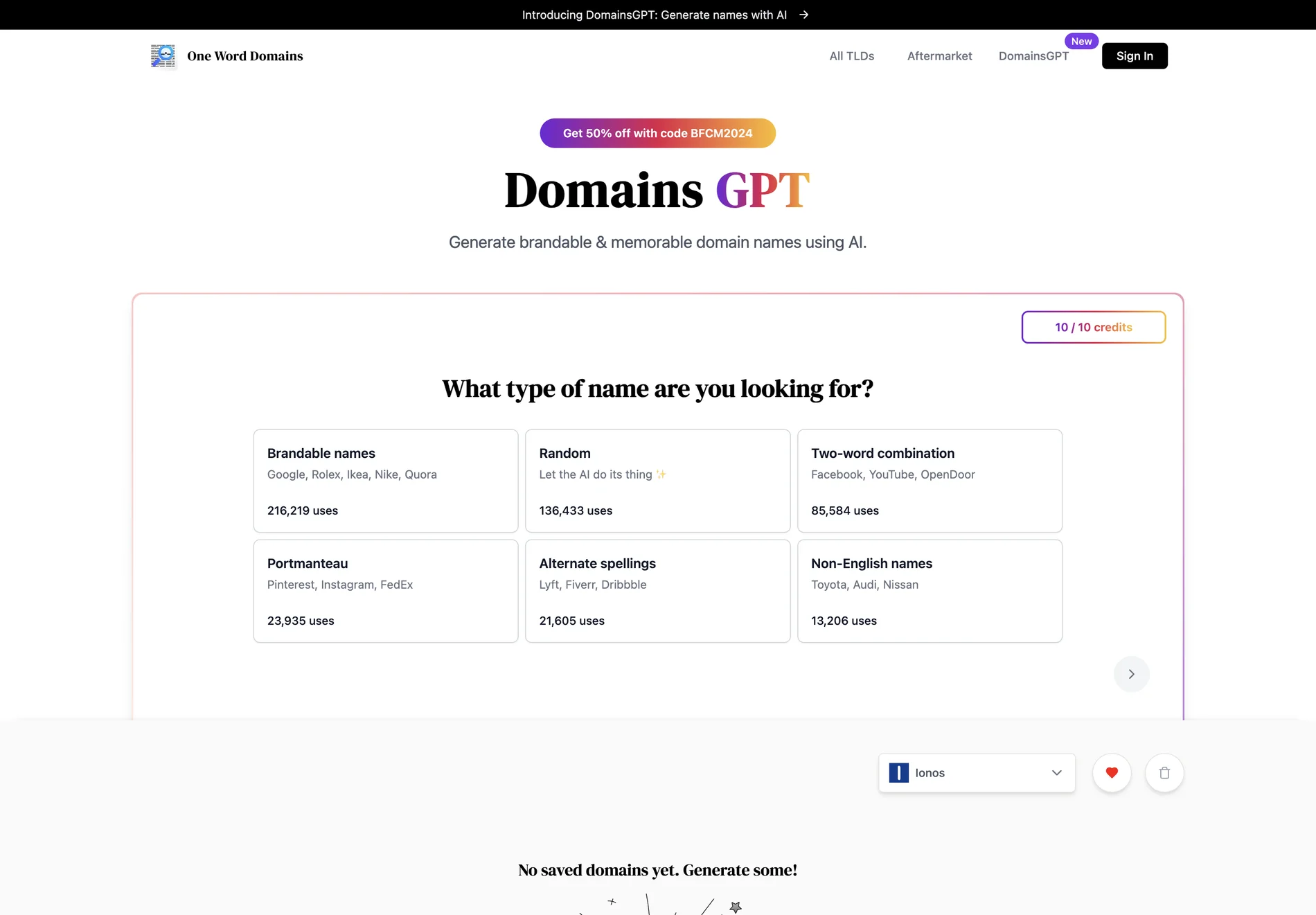 DomainsGPT: Best AI Domain Name Generator in 2024 | One Word Domains