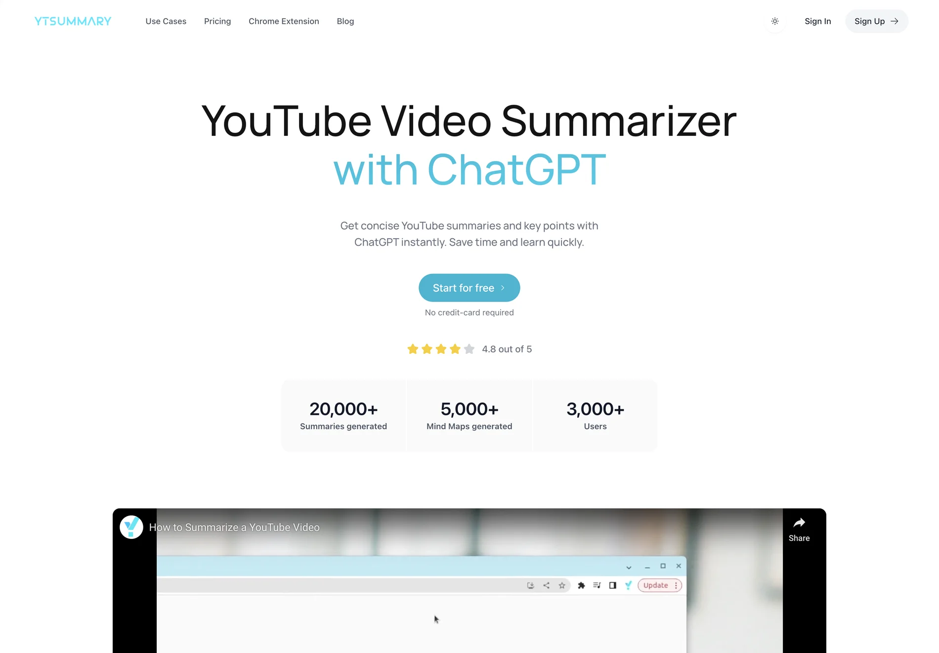 YouTube Video Summarizer with ChatGPT - YTSummary