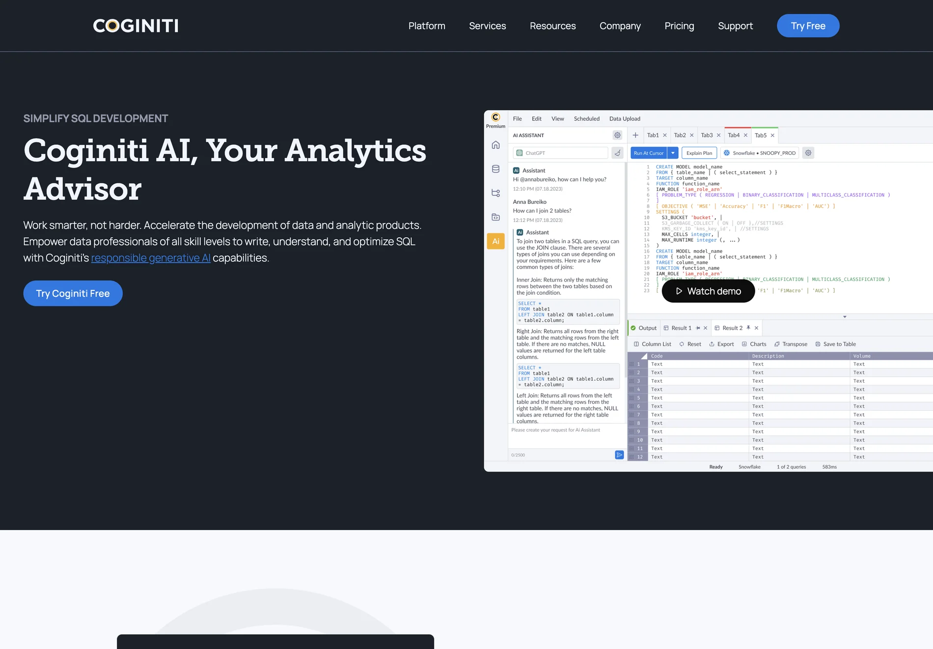 Coginiti AI: Revolutionizing SQL Development with AI-Powered Analytics