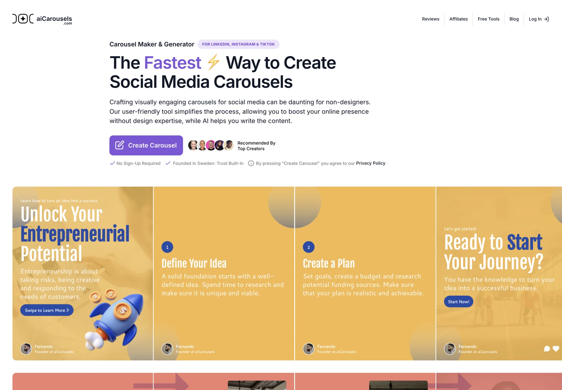 aiCarousels: The Fastest Way to Create Social Media Carousels