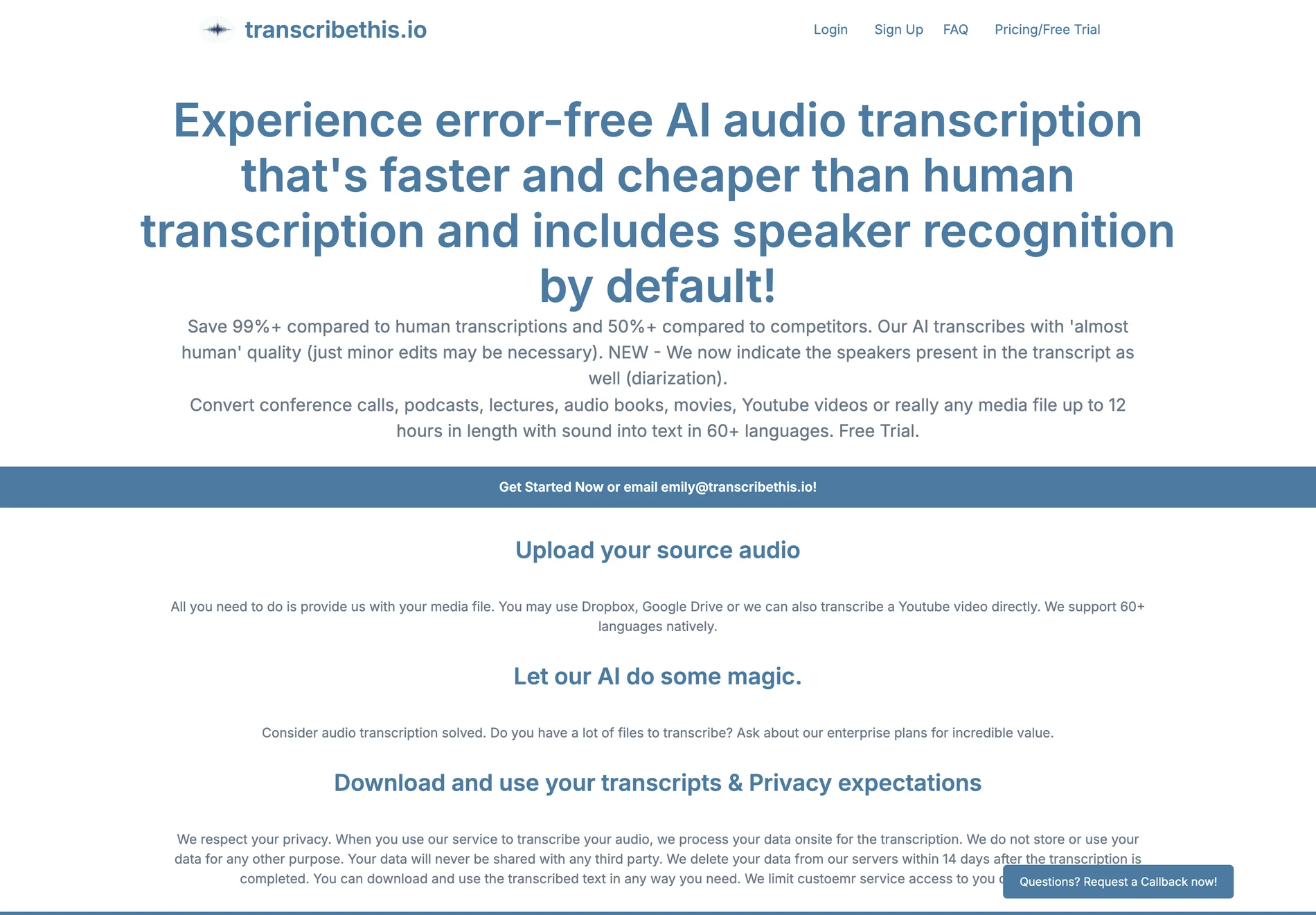 Experience Error-Free AI Audio Transcription with transcribethis.io