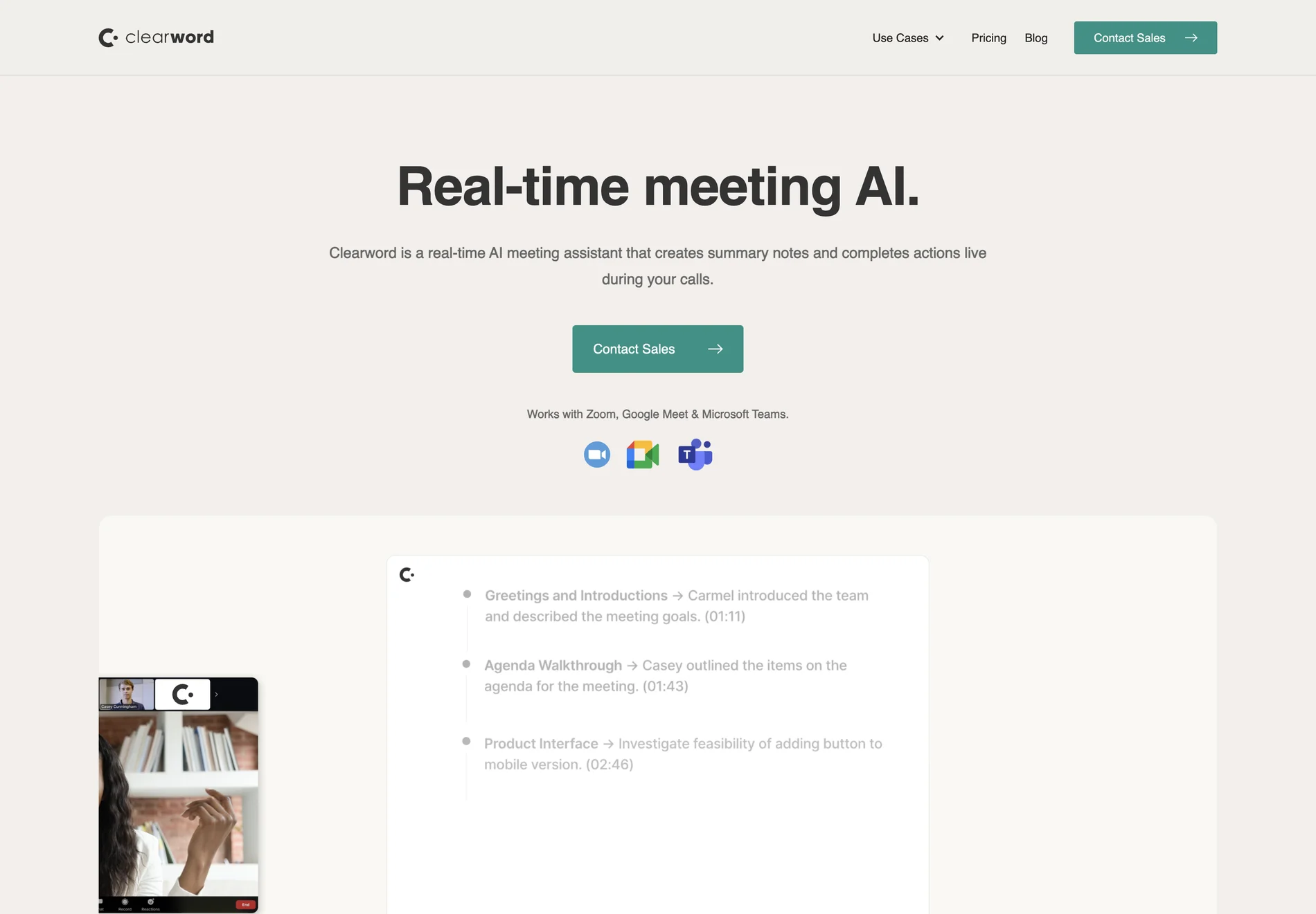 Clearword - Enhancing Productivity with Real-time Meeting AI