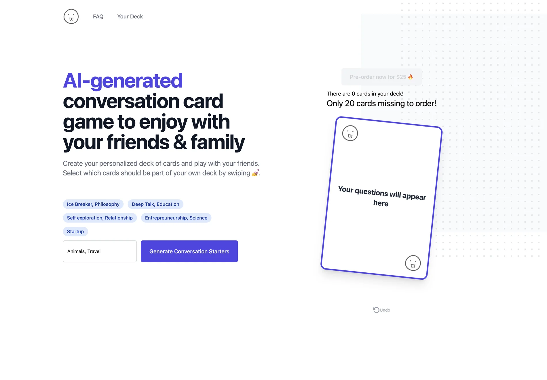 Lang Game: AI-Generated Conversation Cards for Social Interactions