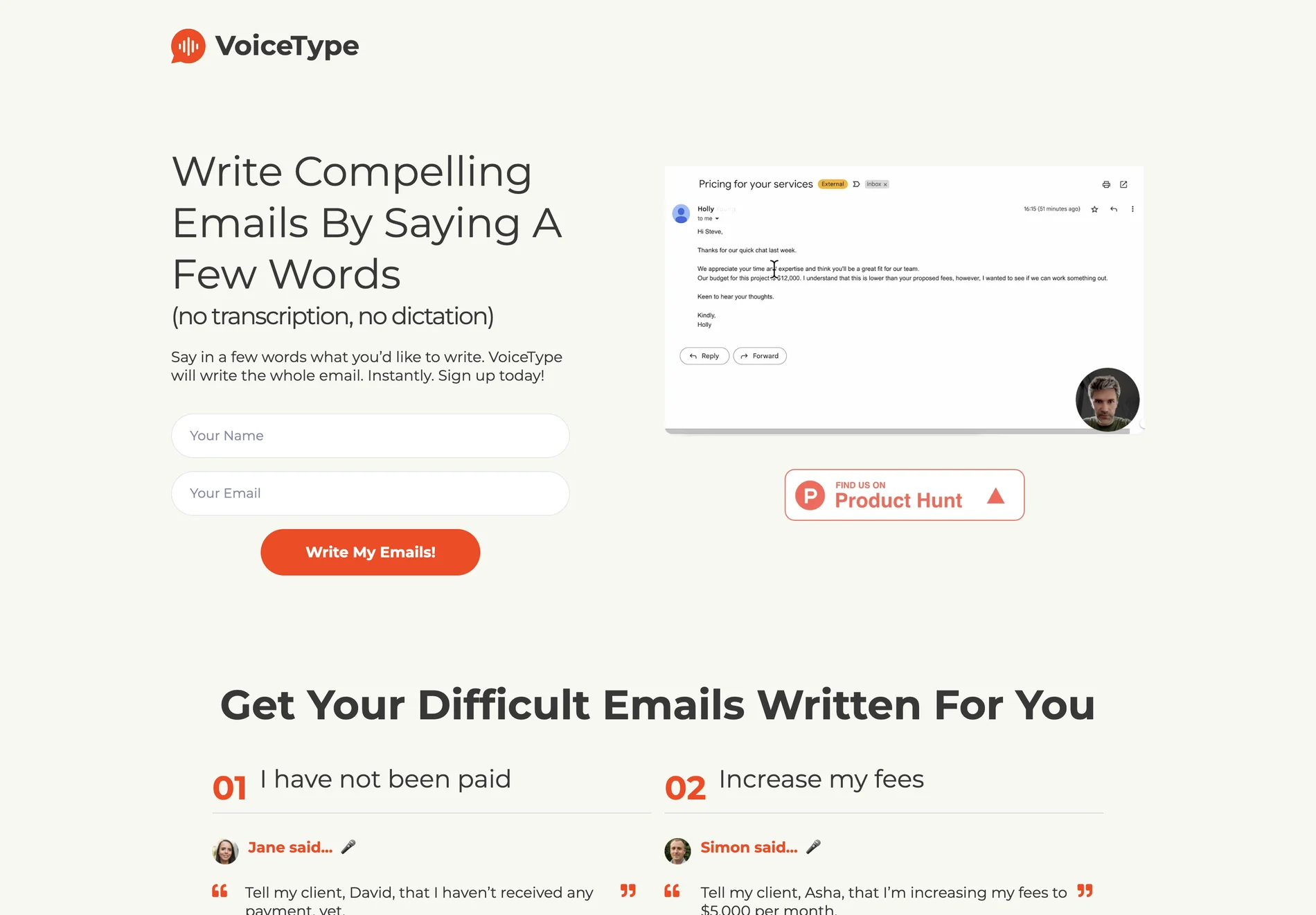 VoiceType - Write Your Entire Email From Short Voice Prompt