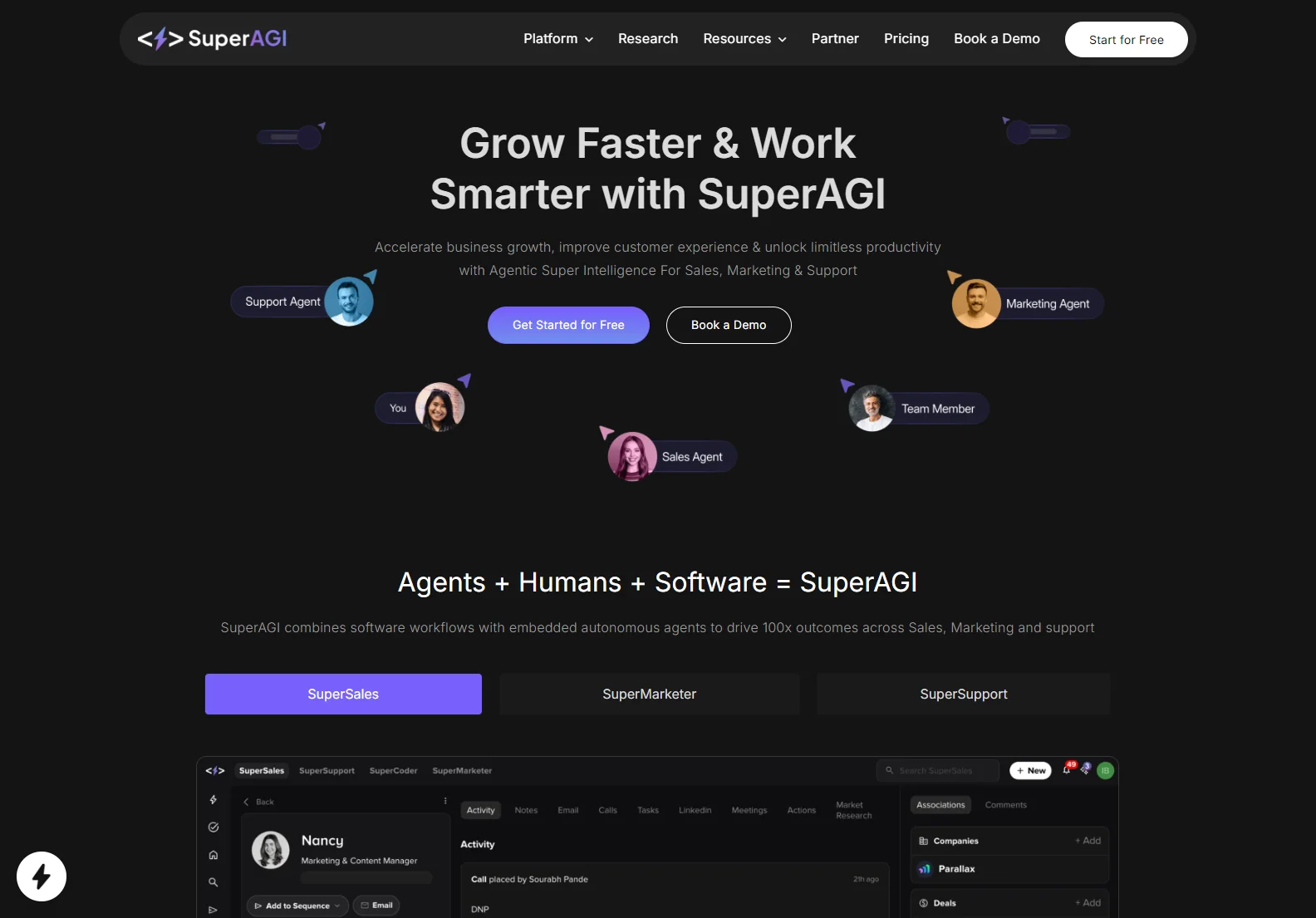 SuperAGI: AI-Powered Platform for Enhanced Sales, Marketing, and Support