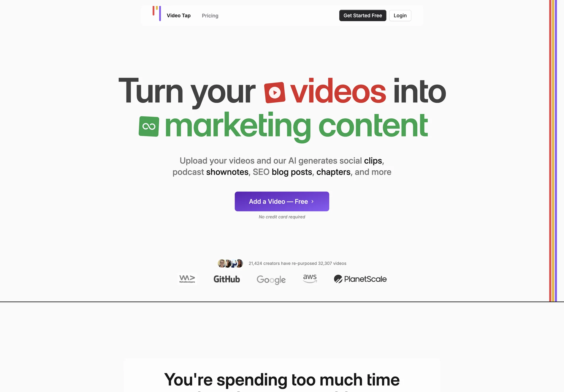 Video Tap: Transform Your Videos into Diverse Marketing Content