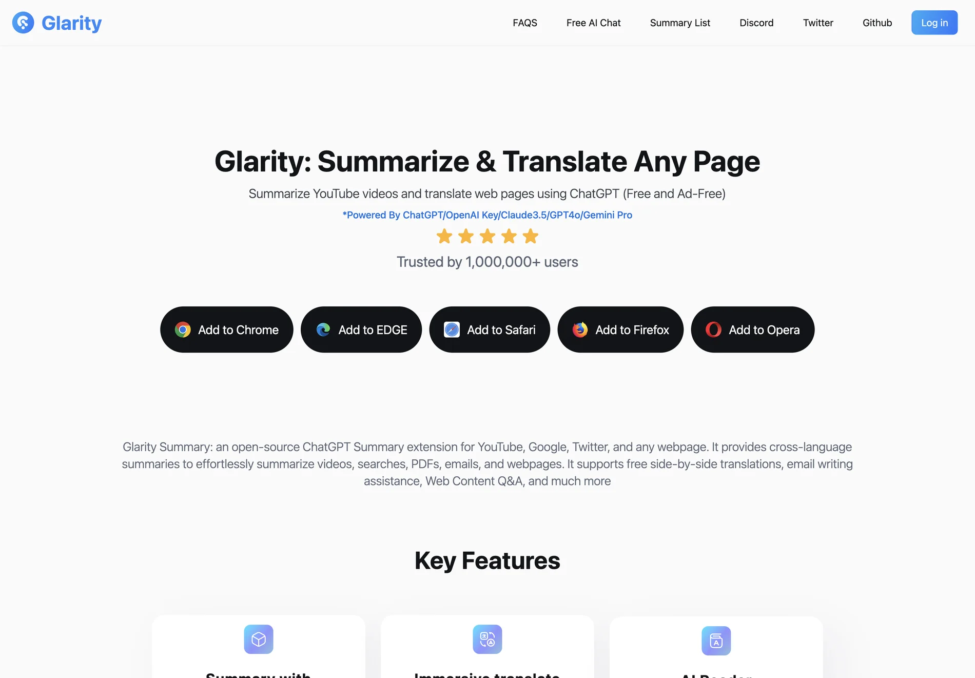Glarity - Free ChatGPT YouTube Summary/Translate Webpage Extension - Your AI Copilot
