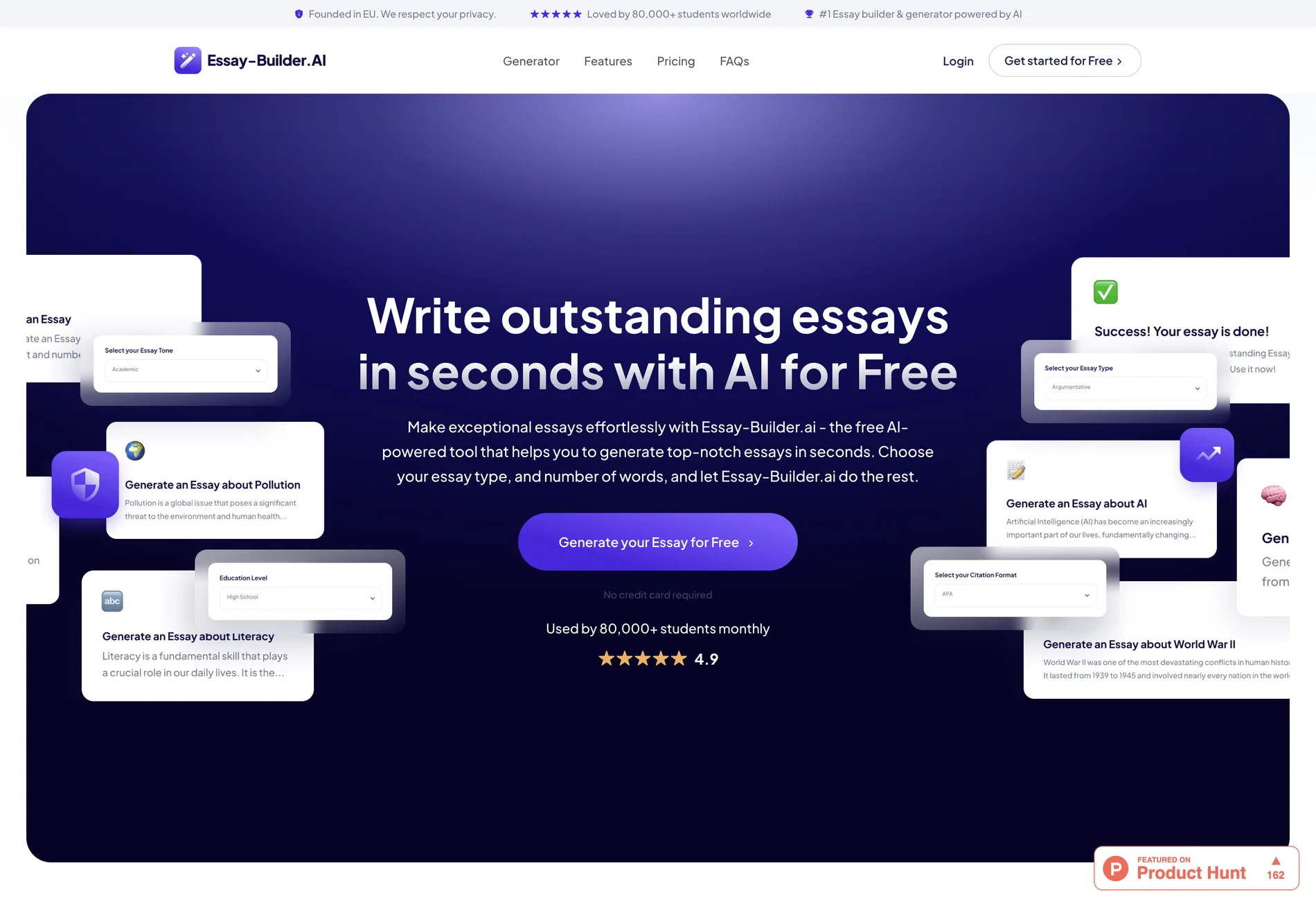 Essay Builder AI - Best Free Essay Maker, Writer & Generator for Students