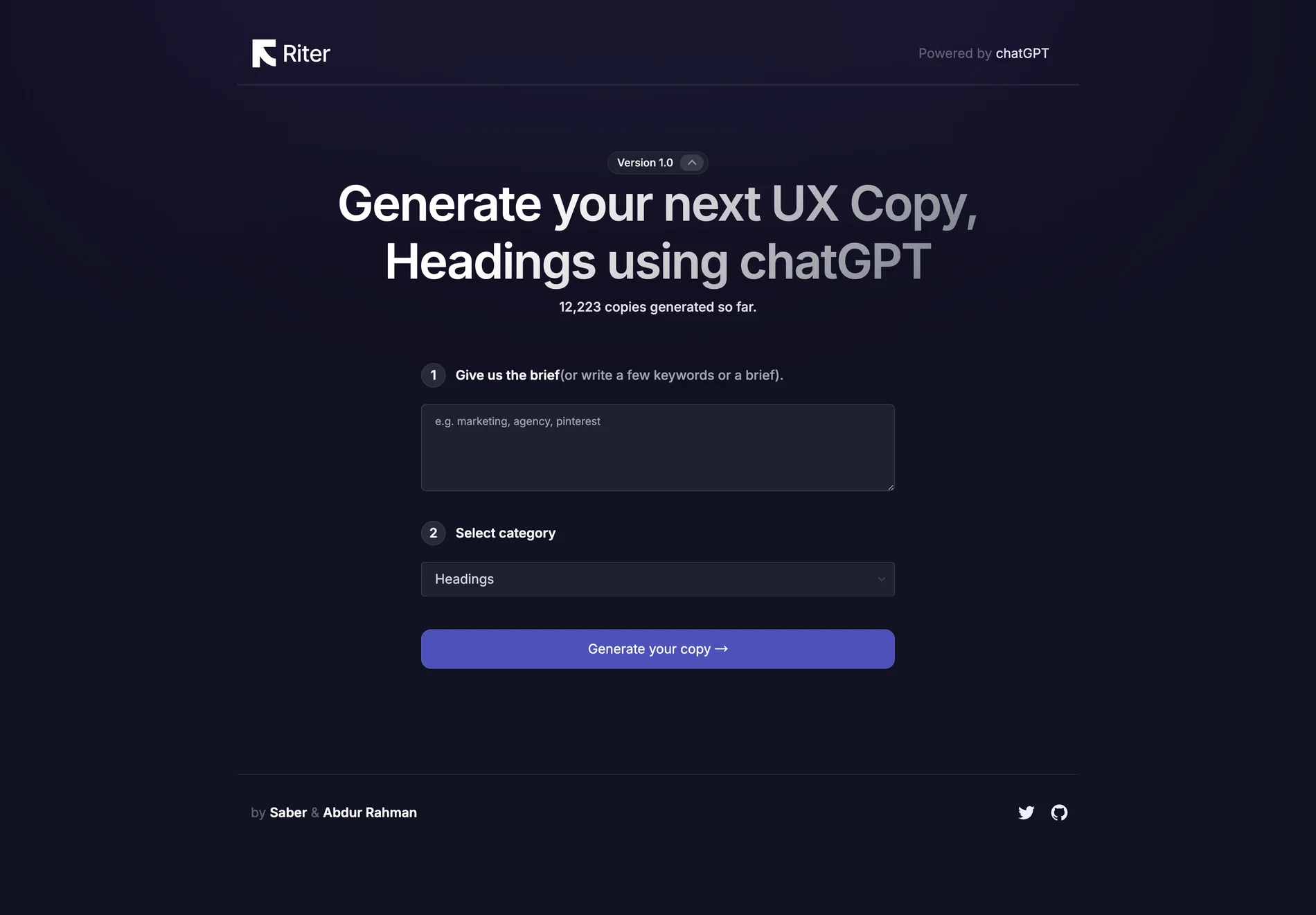 Riter: AI-Powered UX Copy and Heading Generator