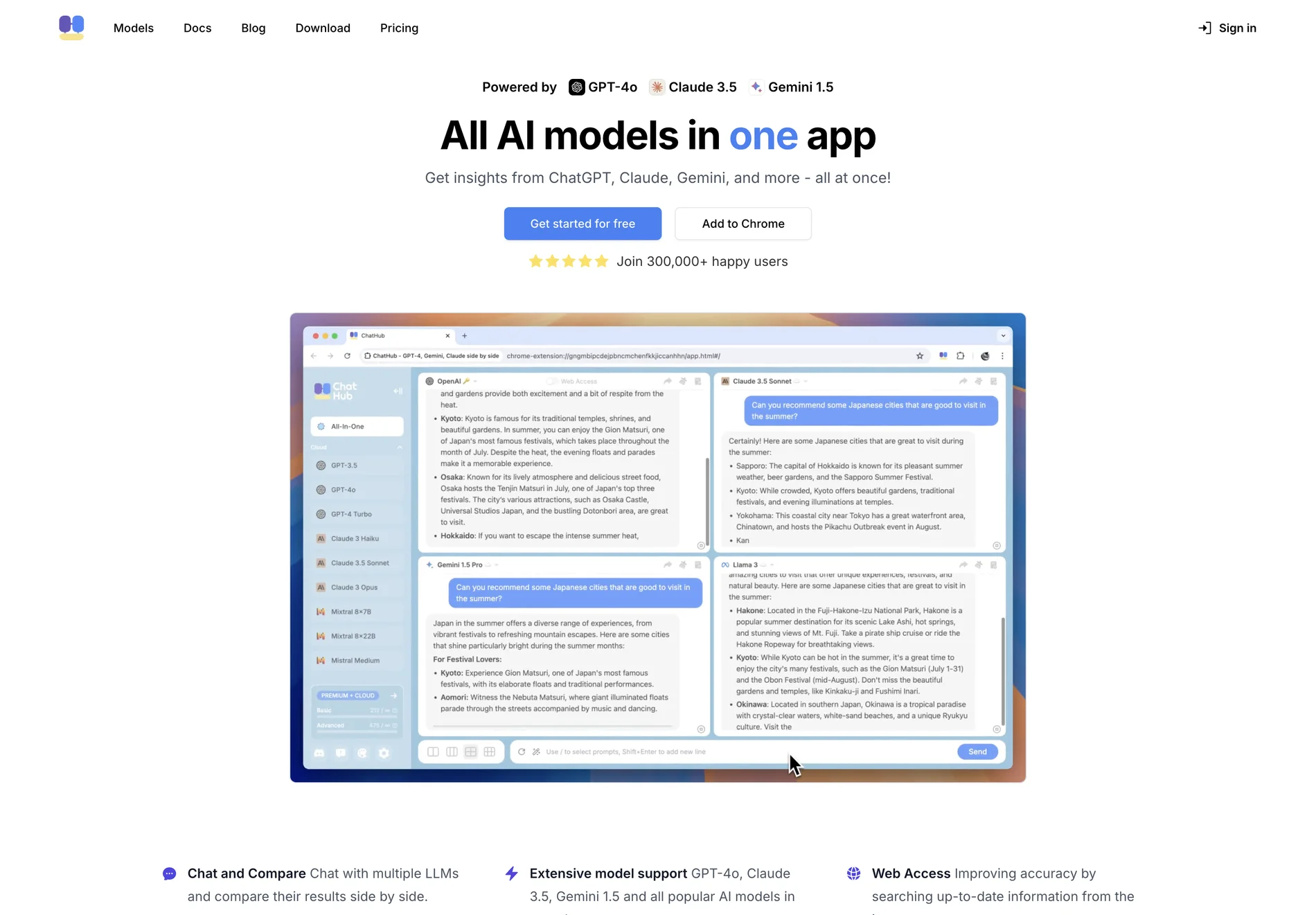 ChatHub: Chat with GPT-4o, Claude 3.5, Gemini 1.5 Simultaneously