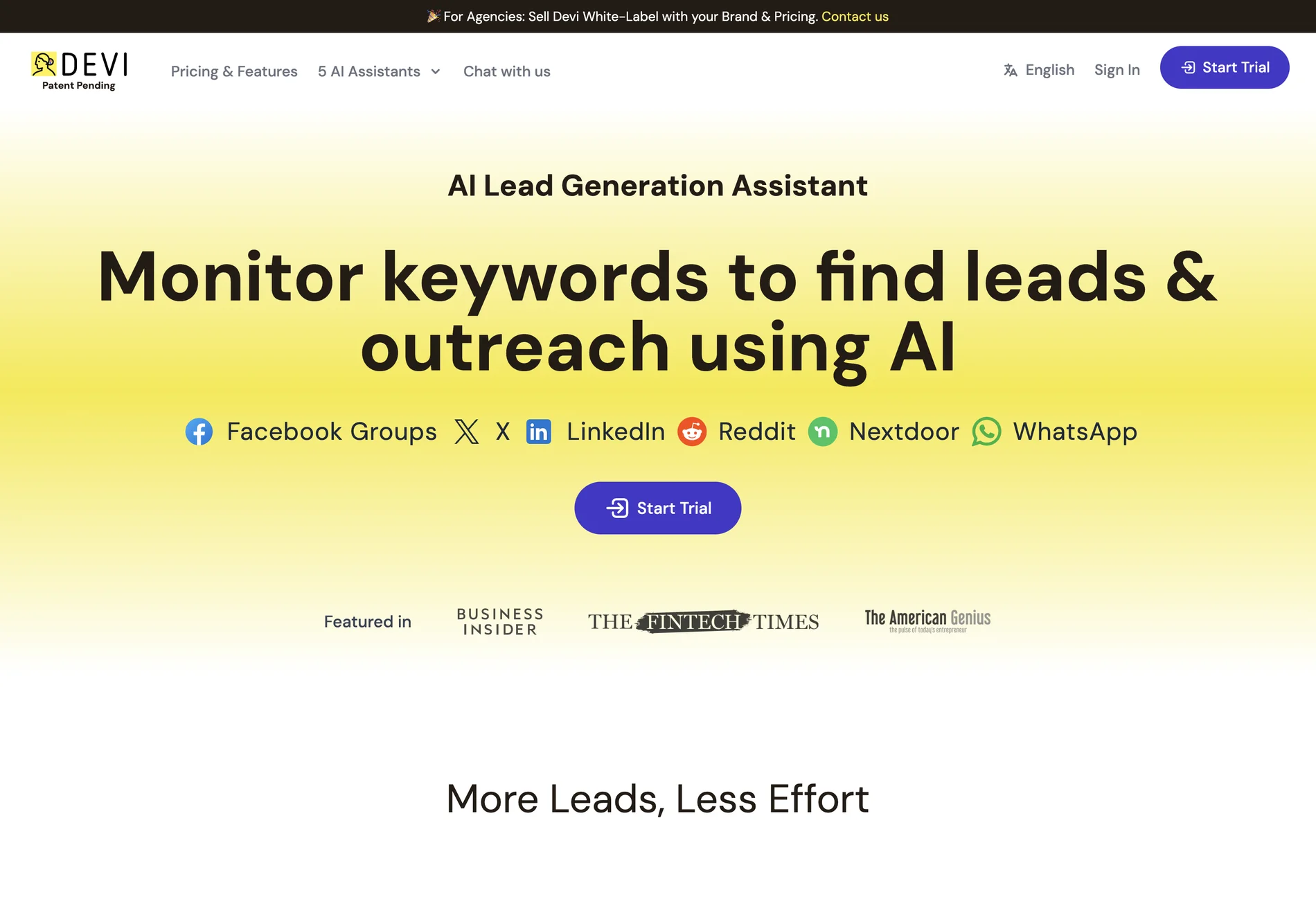 Devi: AI-Powered Social Media Lead Generation Tool