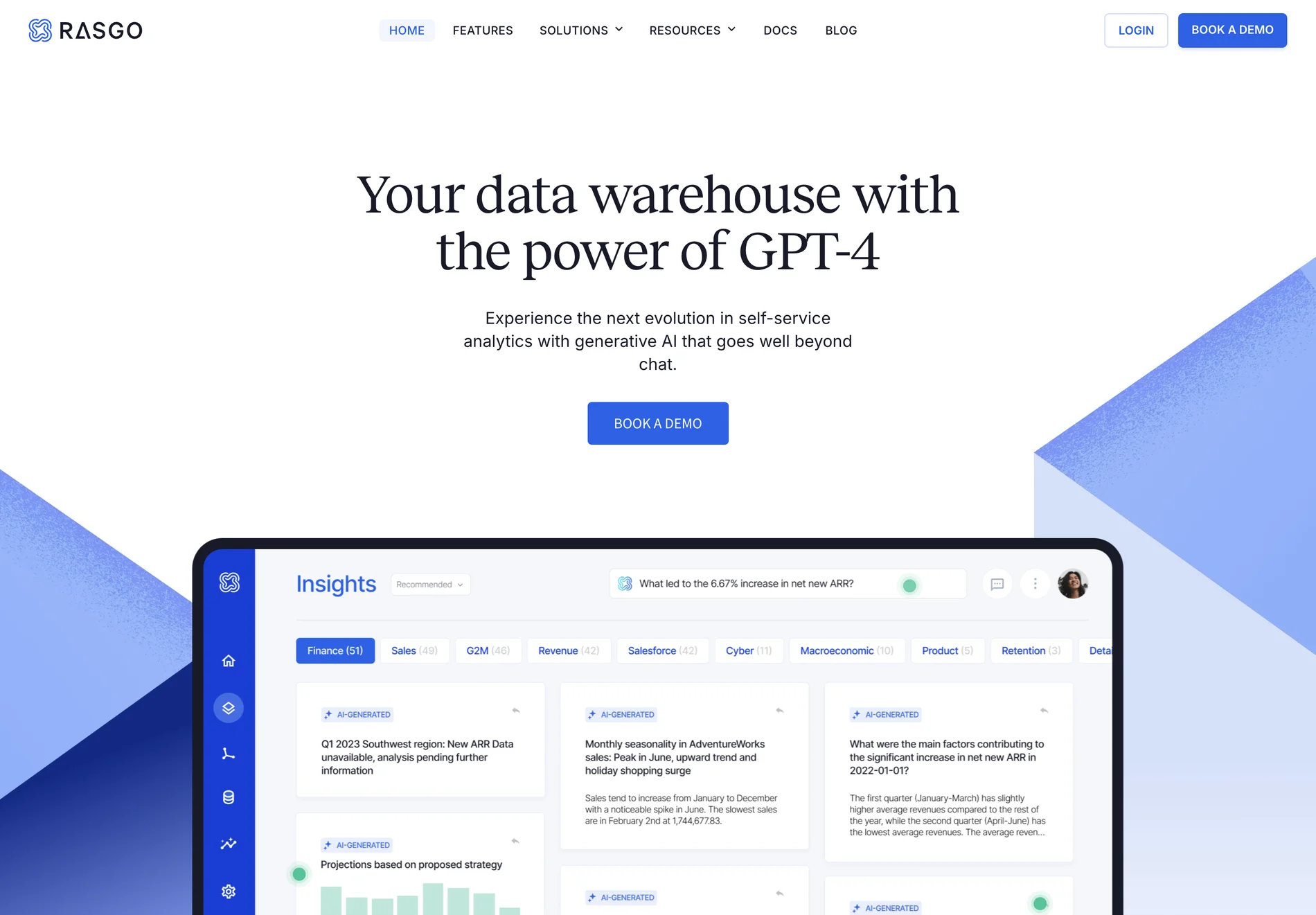 Rasgo: Revolutionizing Enterprise Data Warehouses with Generative AI