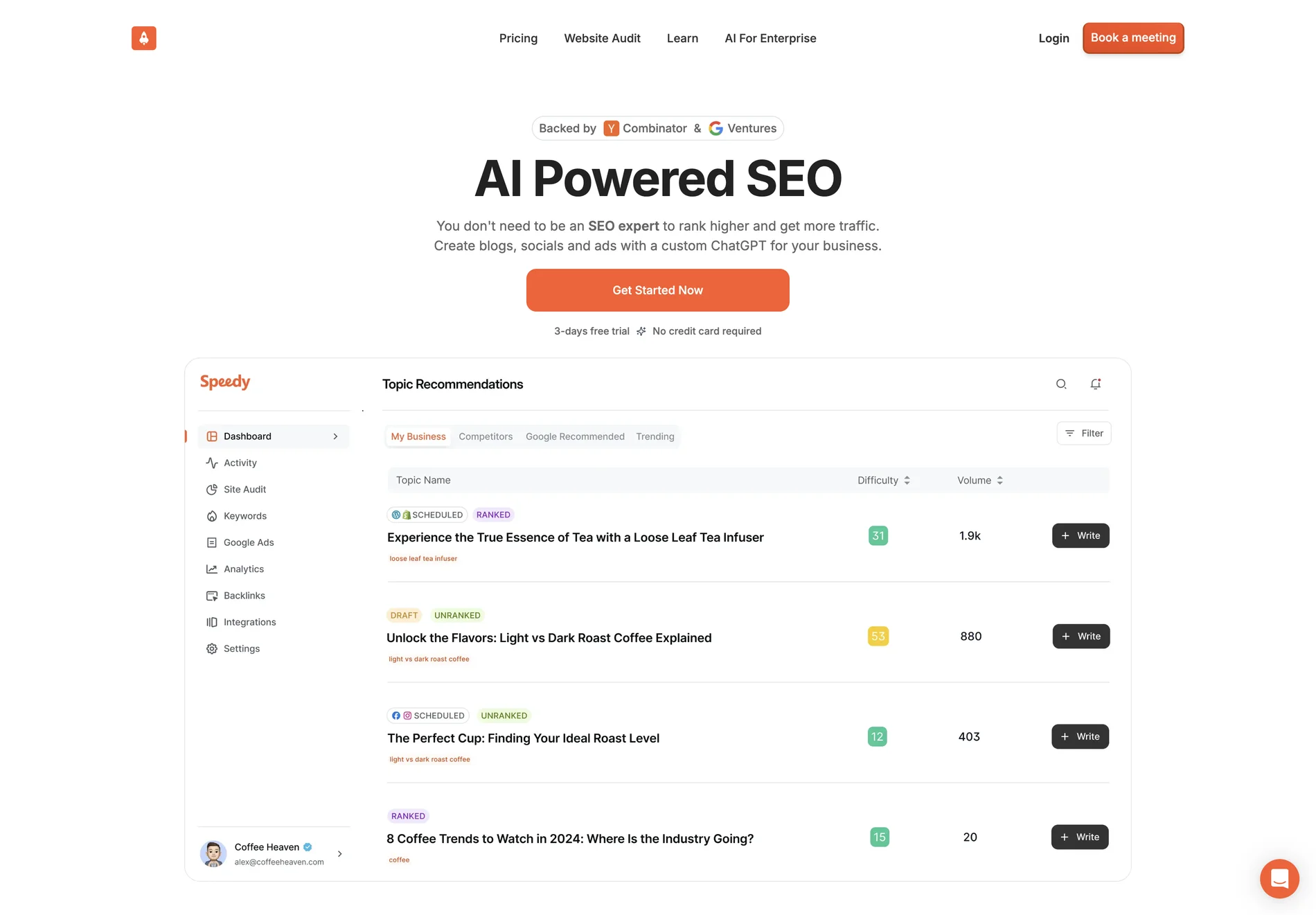 Speedy: AI Powered Content Marketing for Your Business