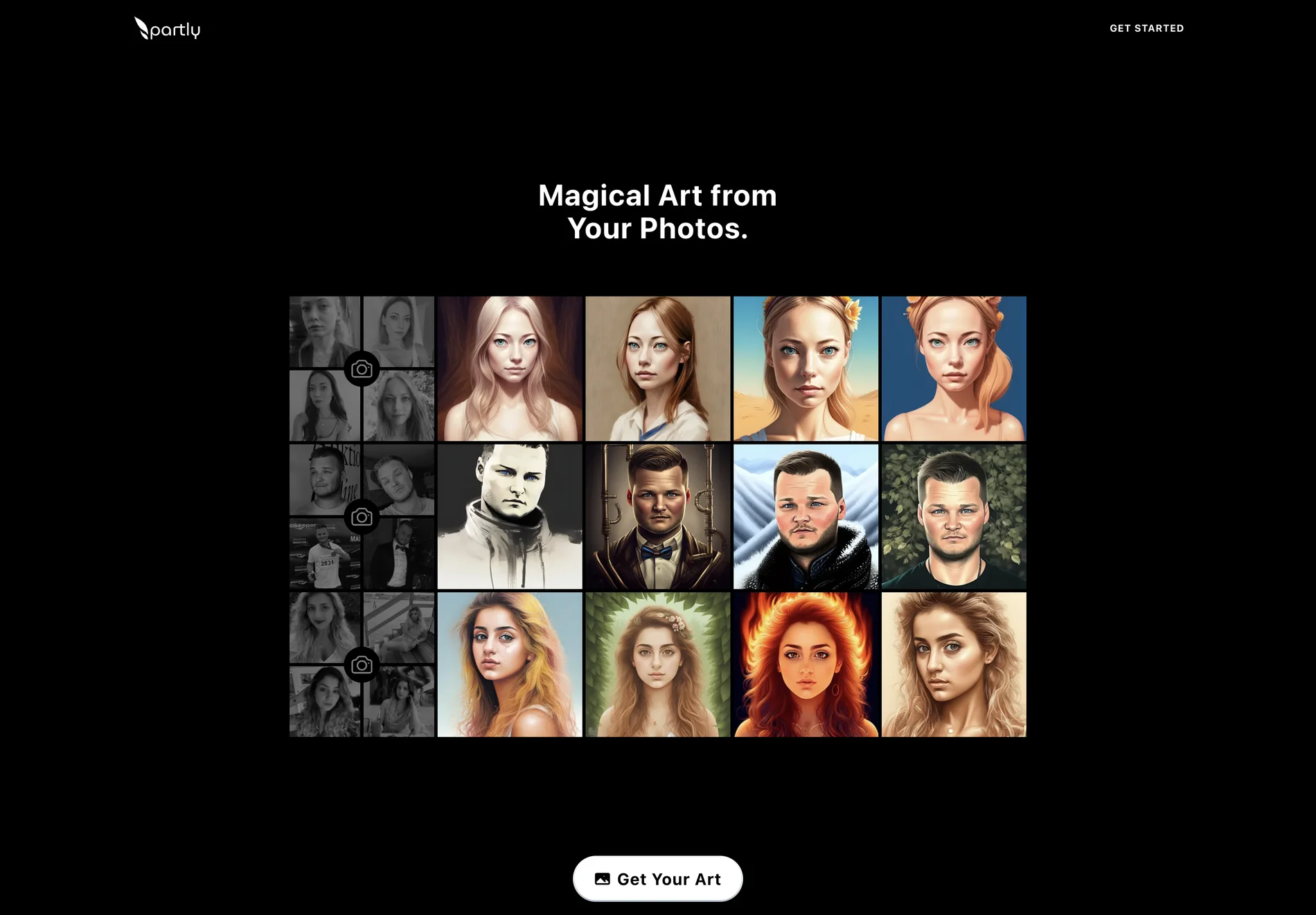 Unique AI Art from Your Photos · Partly