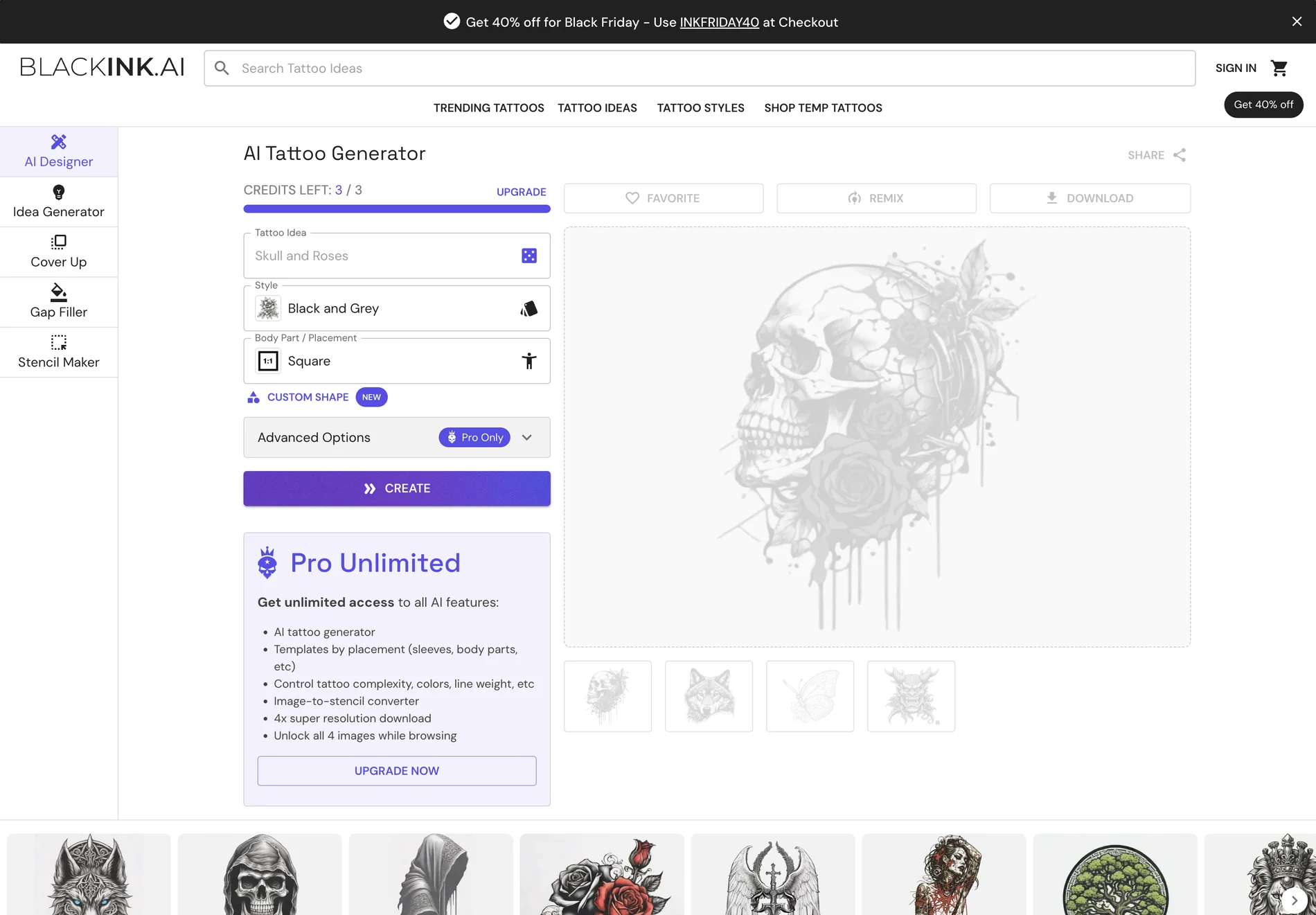 BlackInk AI: Create Unique Tattoo Ideas with AI in Seconds