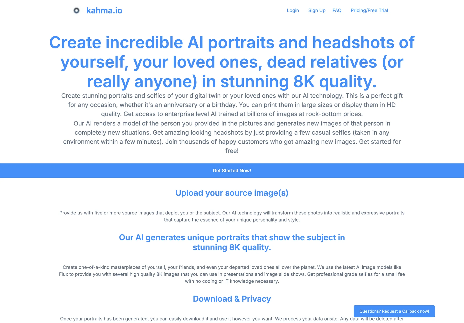 Create Stunning 8K AI Portraits and Headshots with kahma.io