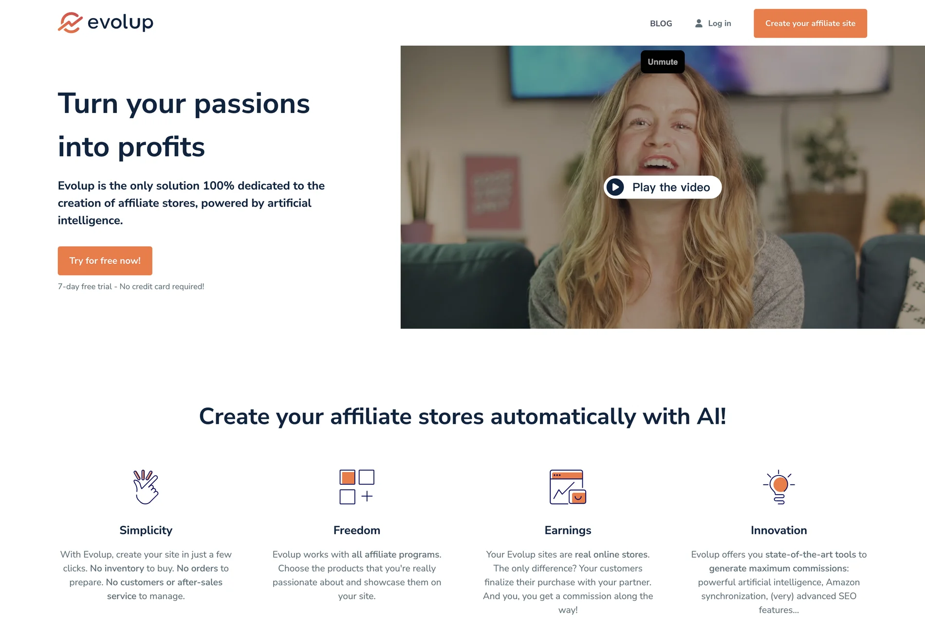 Evolup: Create Your Affiliate Stores Automatically With AI!