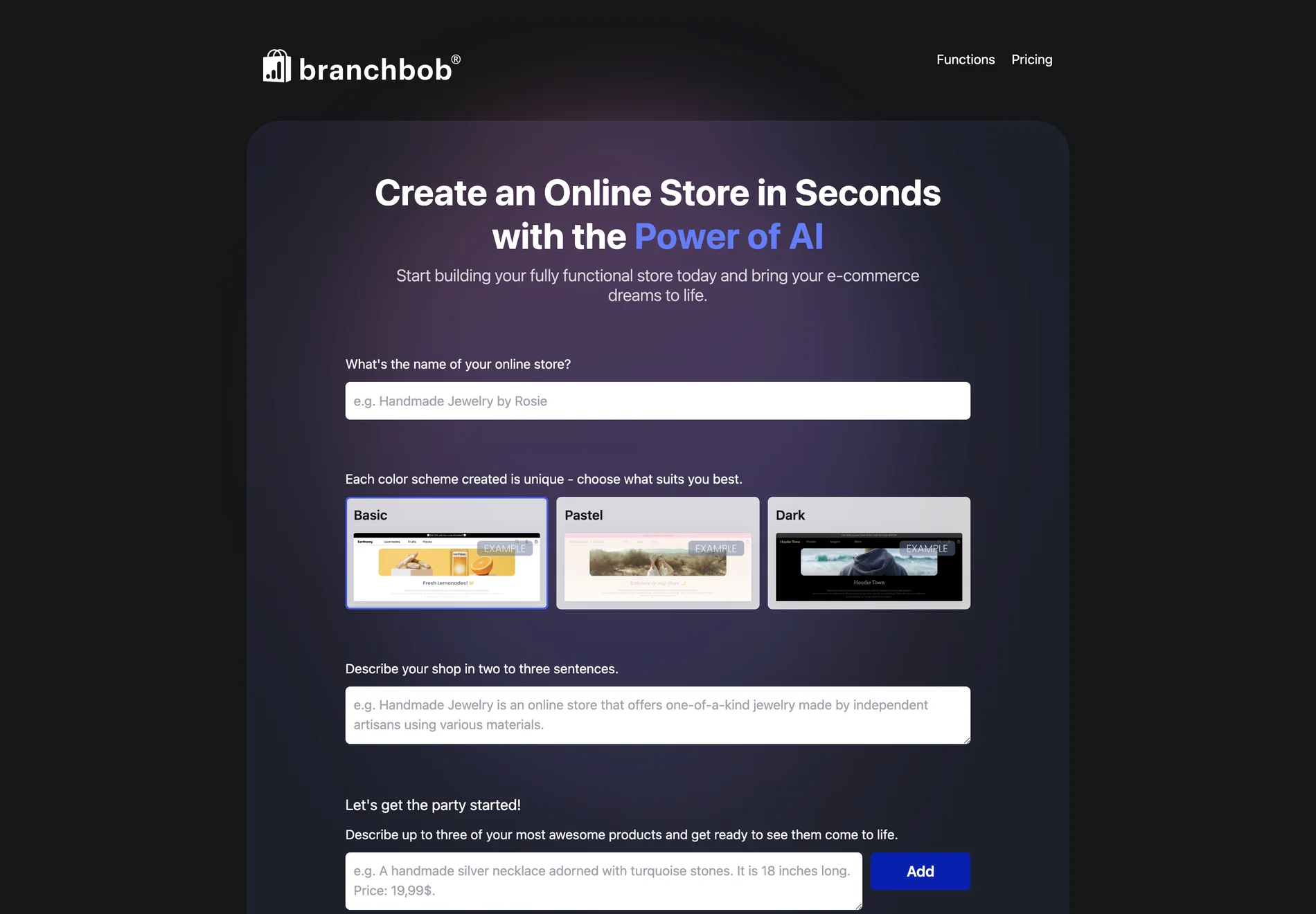 AI-Powered Online Store Builder - branchbob