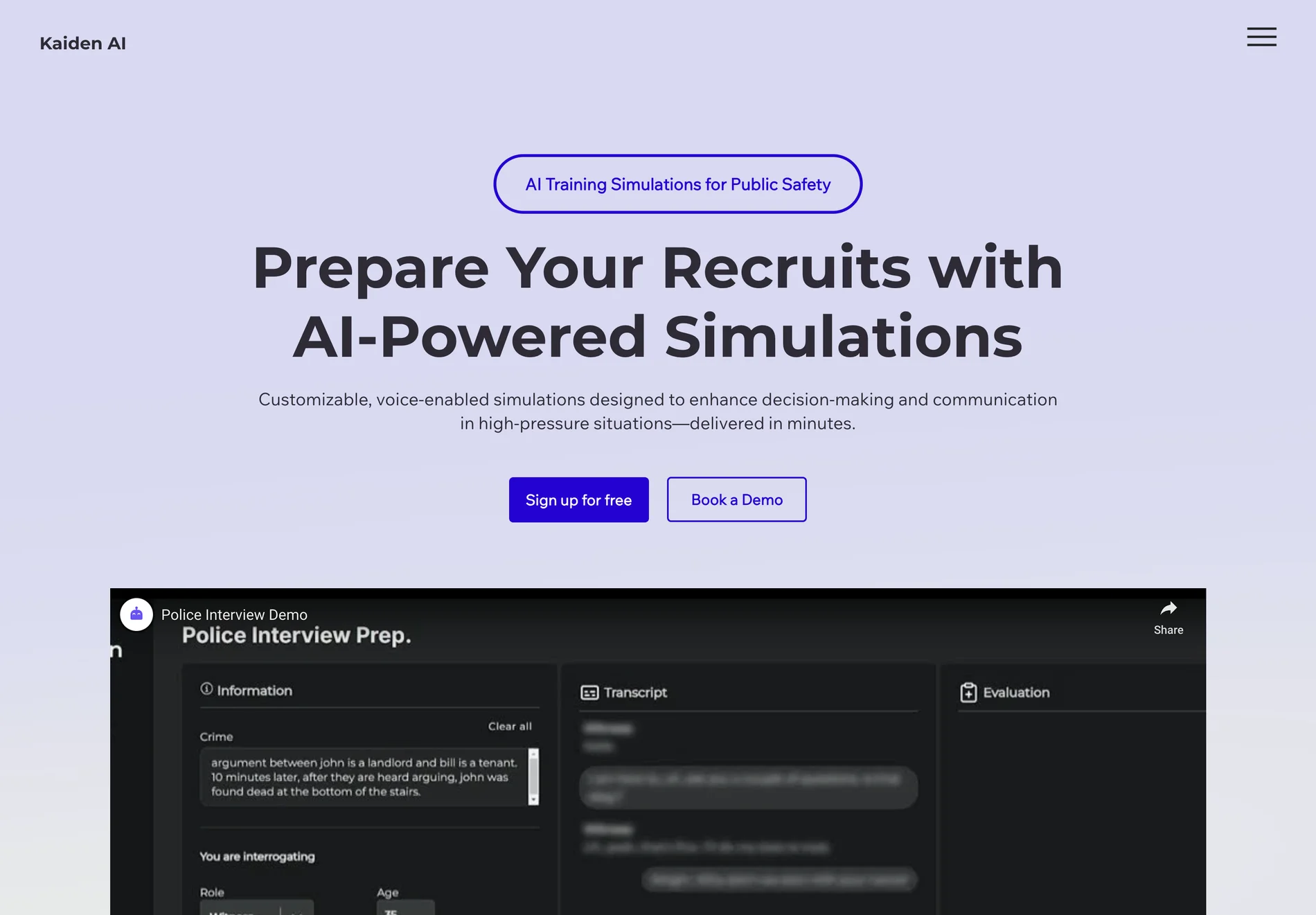 Kaiden AI: AI-Powered Simulations for Public Safety Training