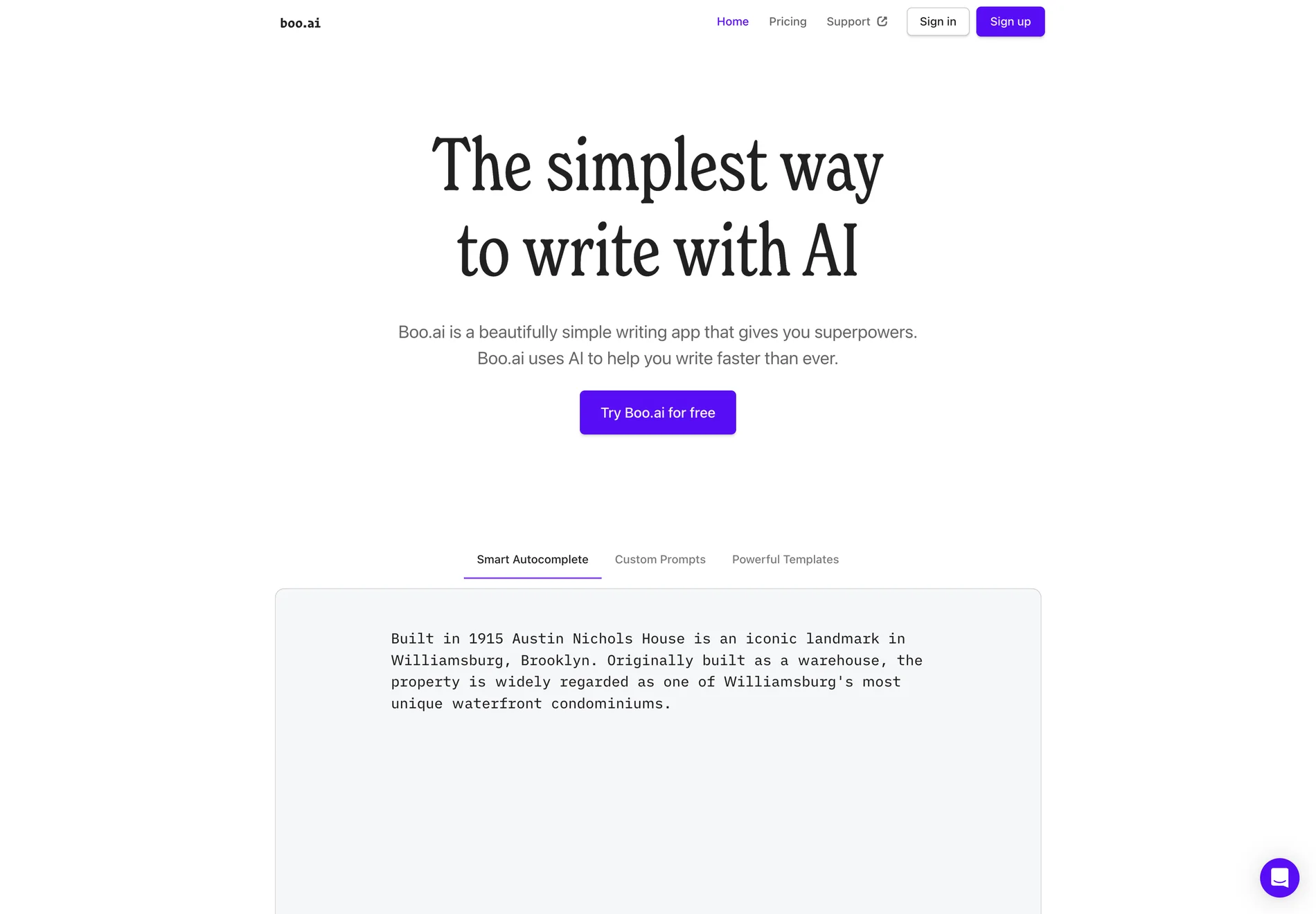 Boo.ai: The Minimalist AI-Powered Writing Assistant