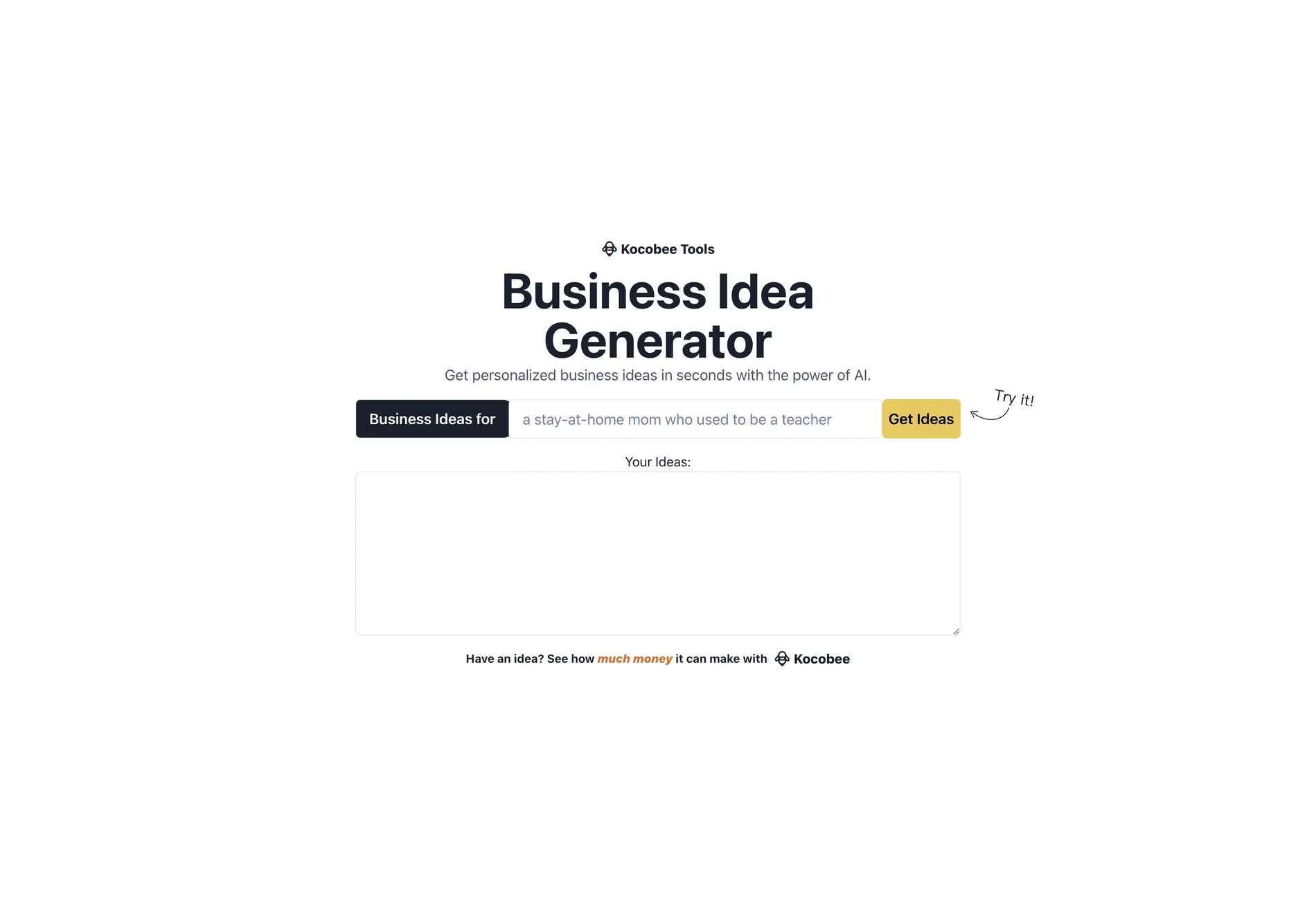 Kocobee Tools Business Idea Generator: Spark Your Next Big Idea