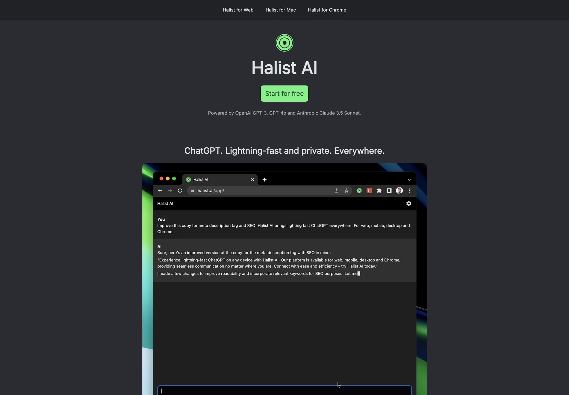 Halist AI: Fast and Private ChatGPT Everywhere