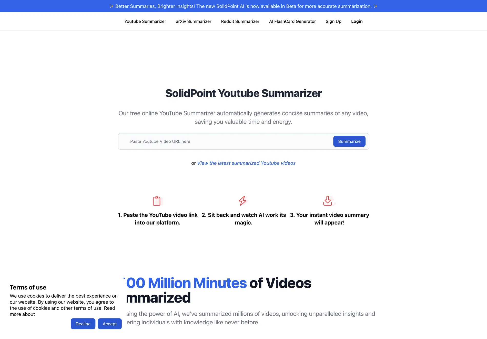 SolidPoint: AI-Powered YouTube Summarizer for Instant Video Insights