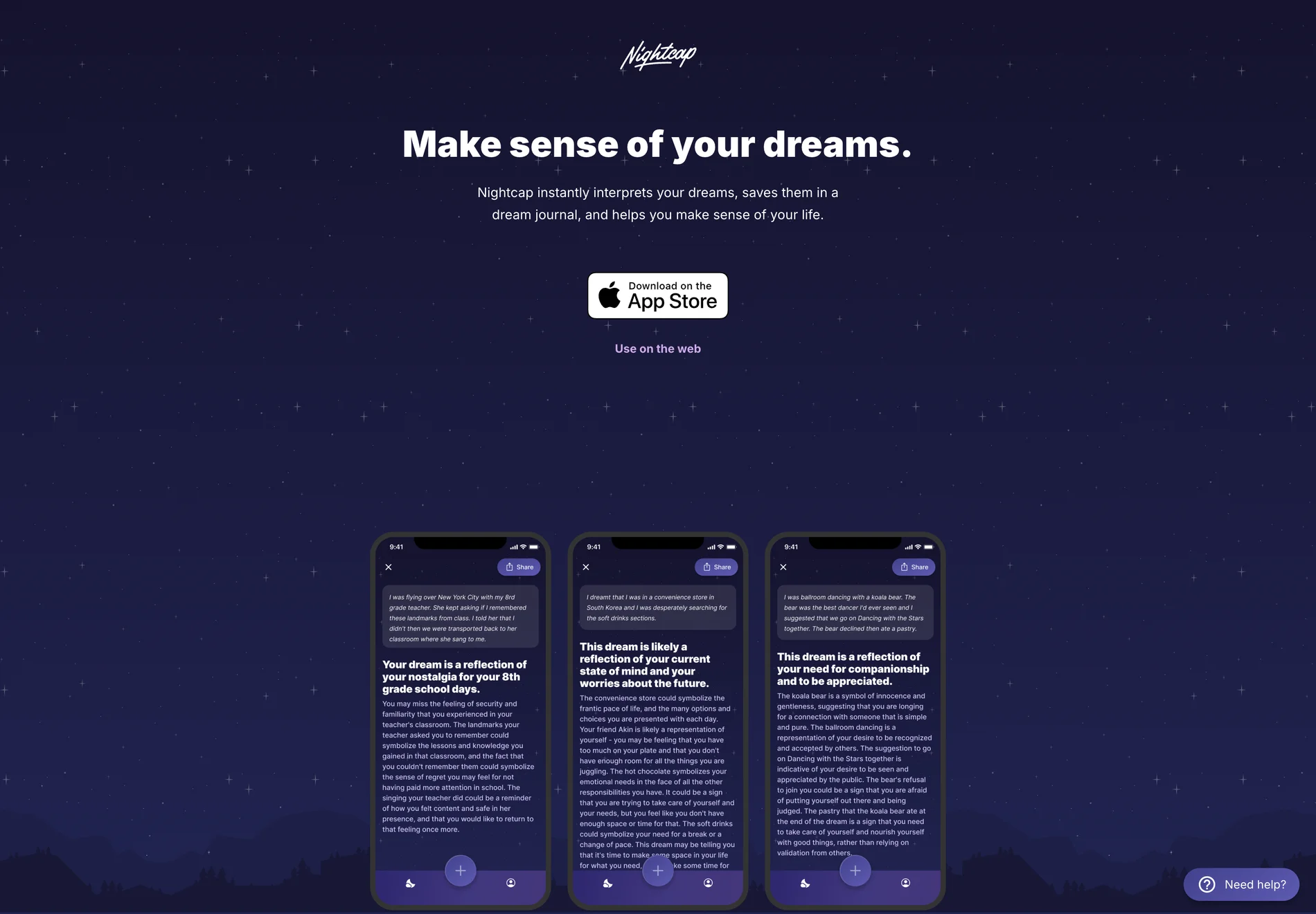 Nightcap: AI-Powered Dream Interpretation Tool for Personal Growth