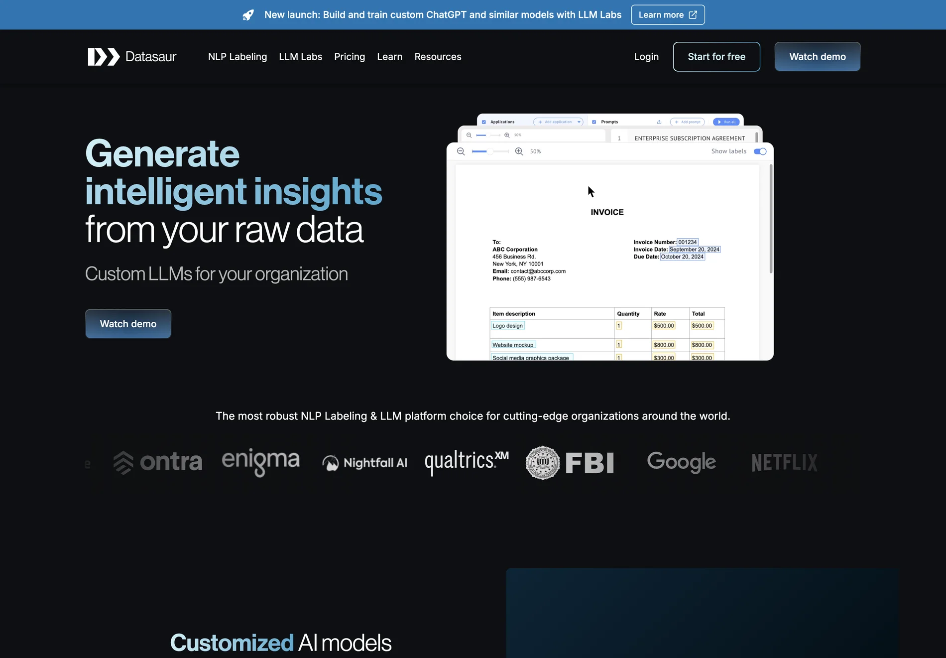 Datasaur: Custom AI Models for Cutting-Edge Organizations