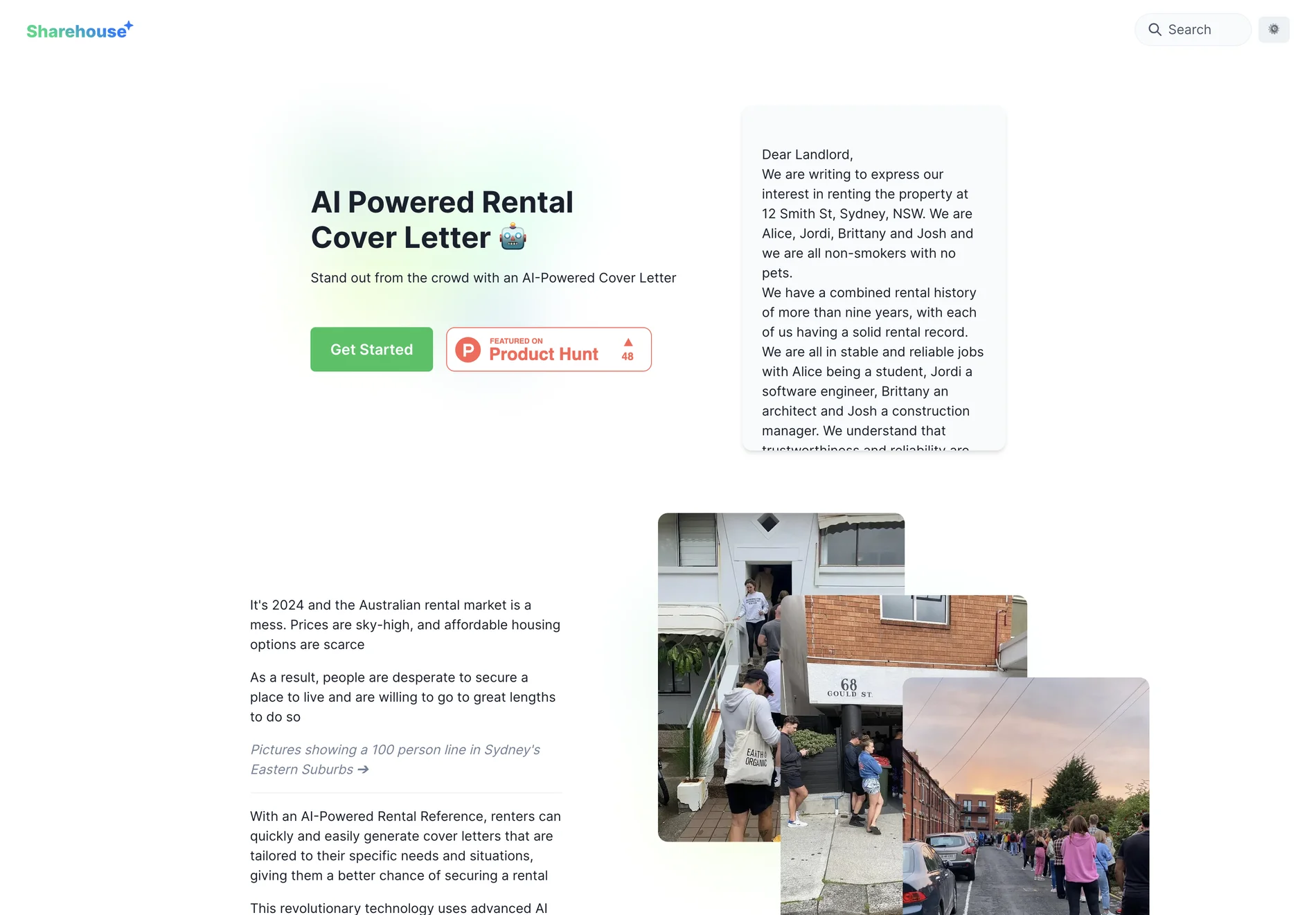 AI-Powered Rental Cover Letter by Sharehouse | Boost Your Rental Application