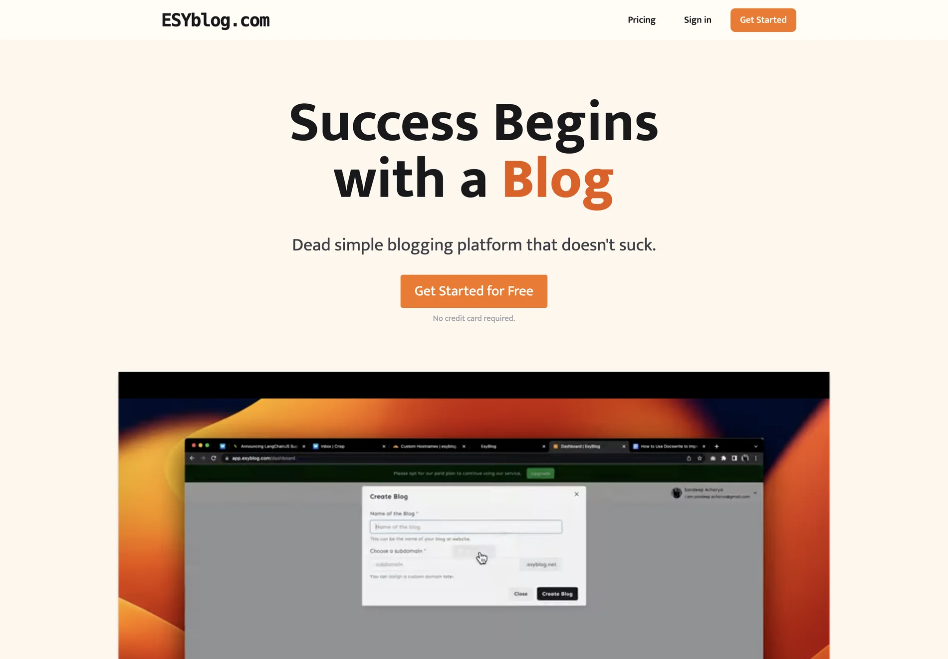 EsyBlog - Simple and Affordable Blogging Platform