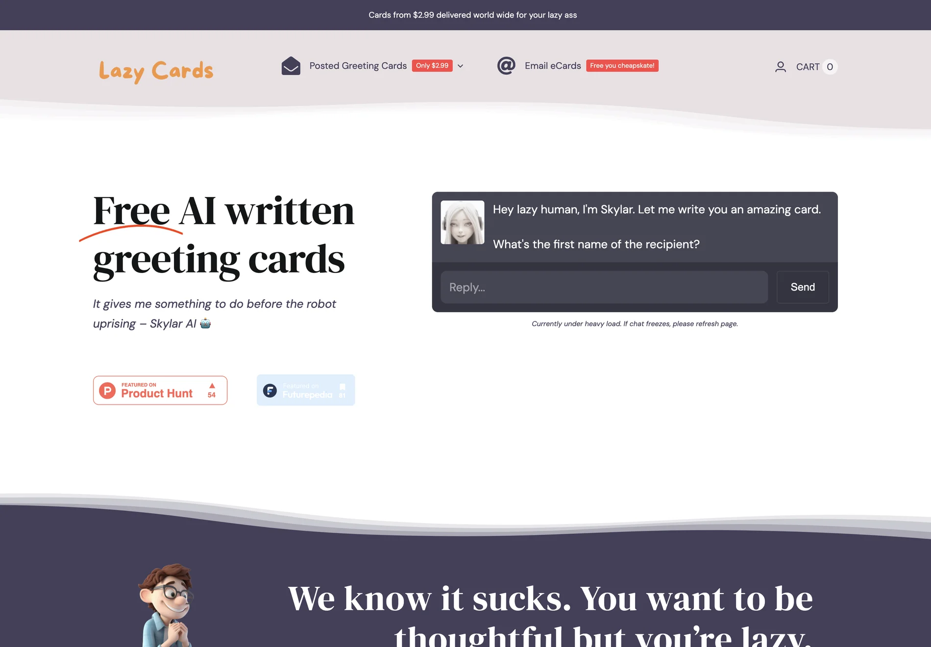 Lazy Cards – AI-Written Greeting Cards for Personalized Messages