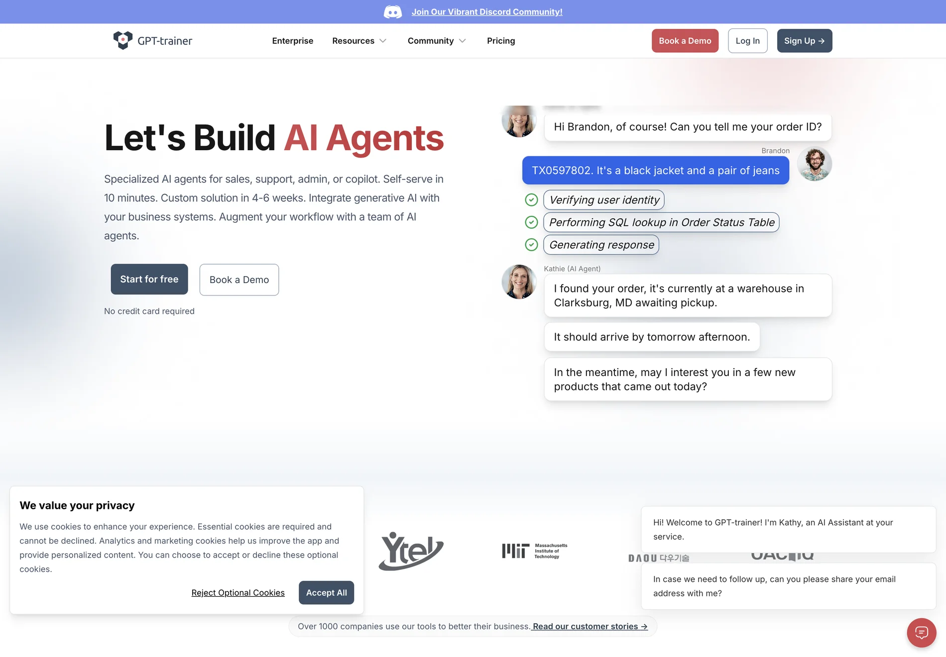 GPT-trainer: Customizable AI Agents for Business Transformation