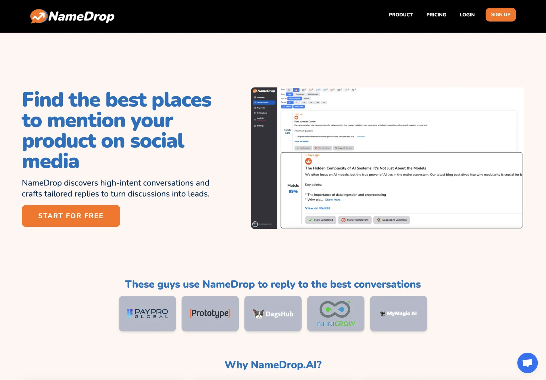 NameDrop AI: Transform Social Media Conversations into Leads