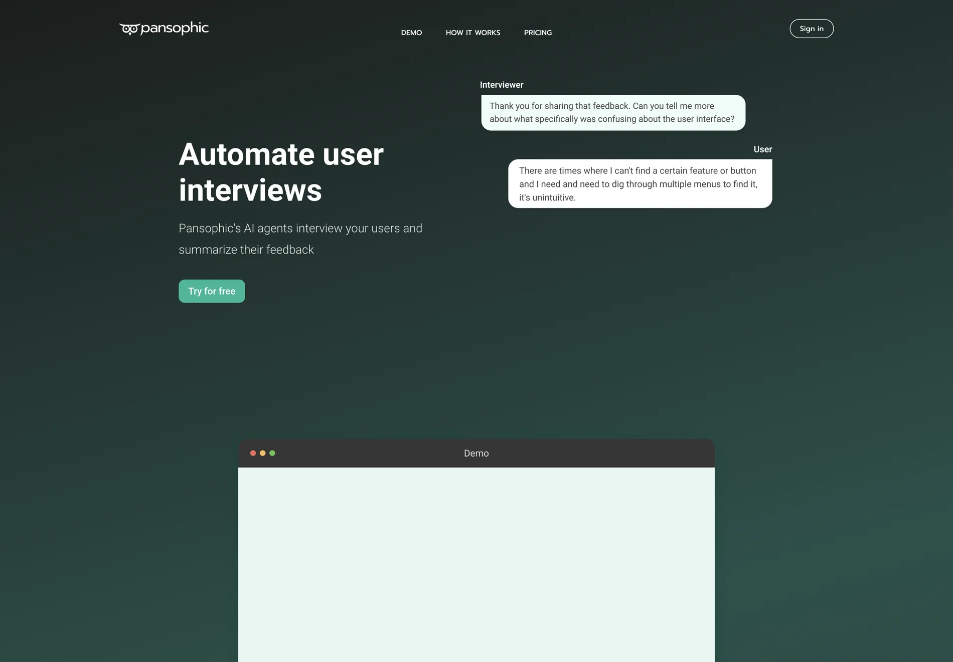 Pansophic: AI-Powered User Interview Automation for Efficient Feedback Collection