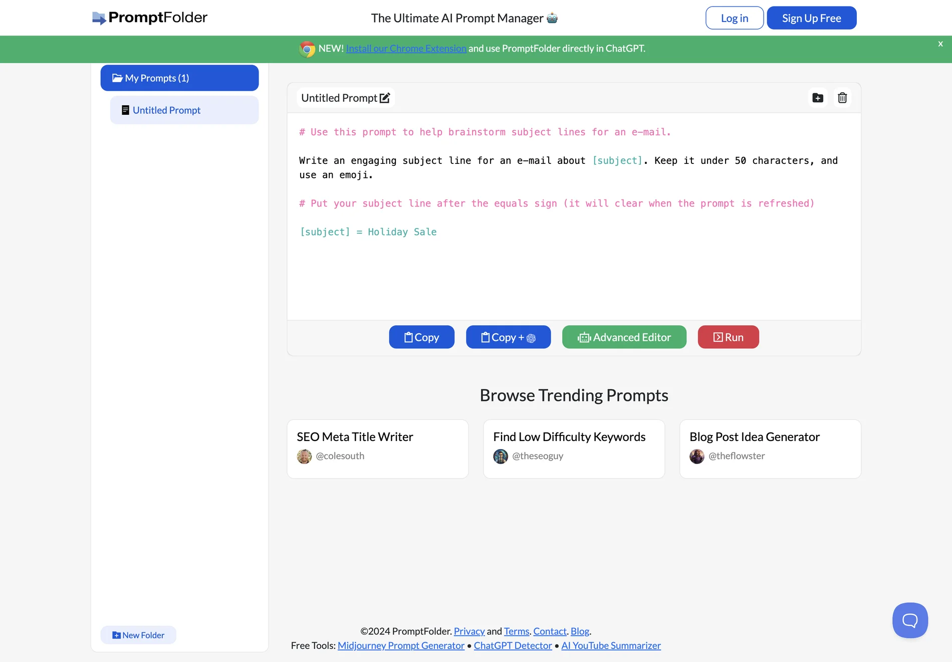 PromptFolder: AI Prompt Manager for ChatGPT, Midjourney & More