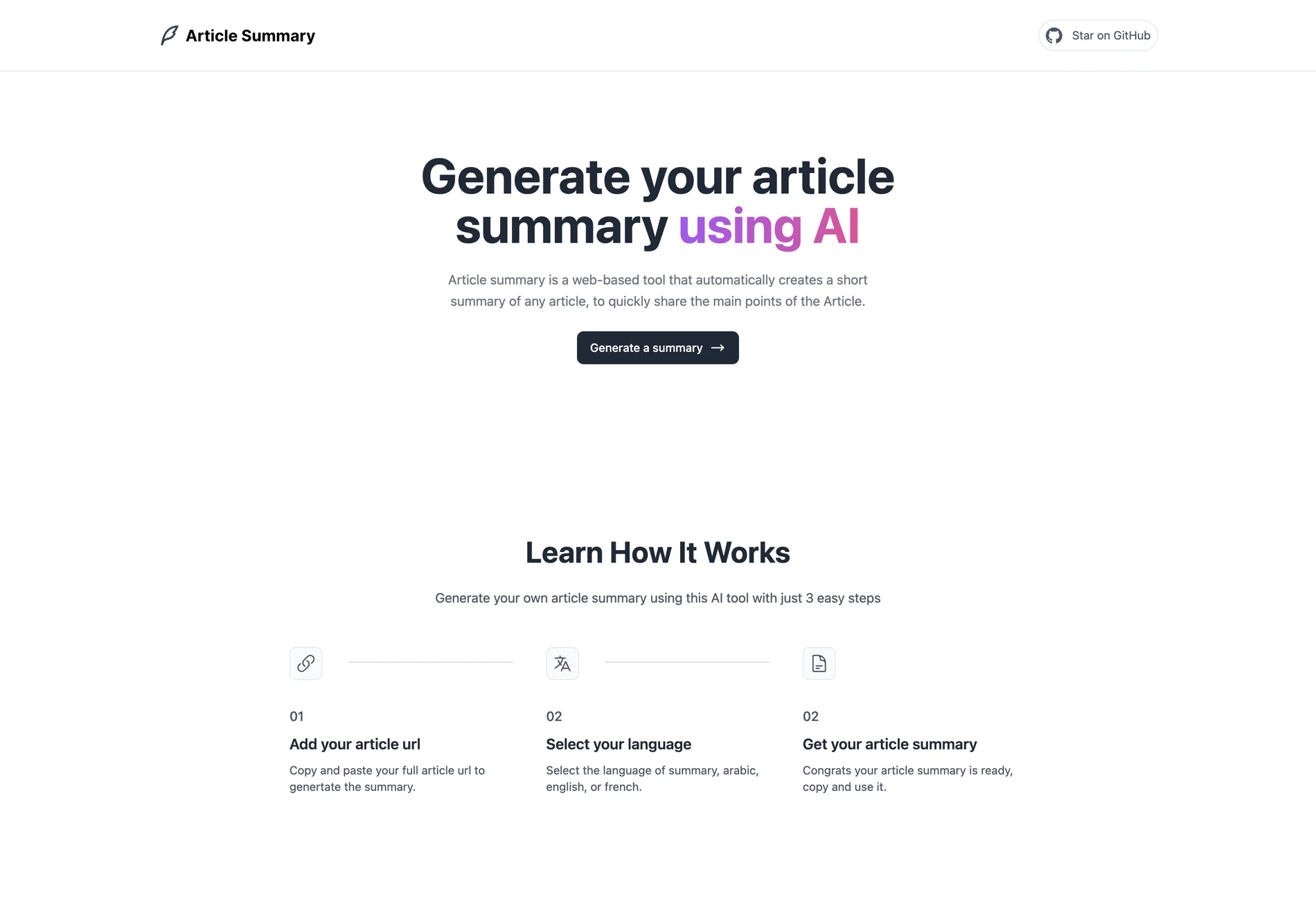 Article Summary: AI-Powered Tool for Quick Article Summaries