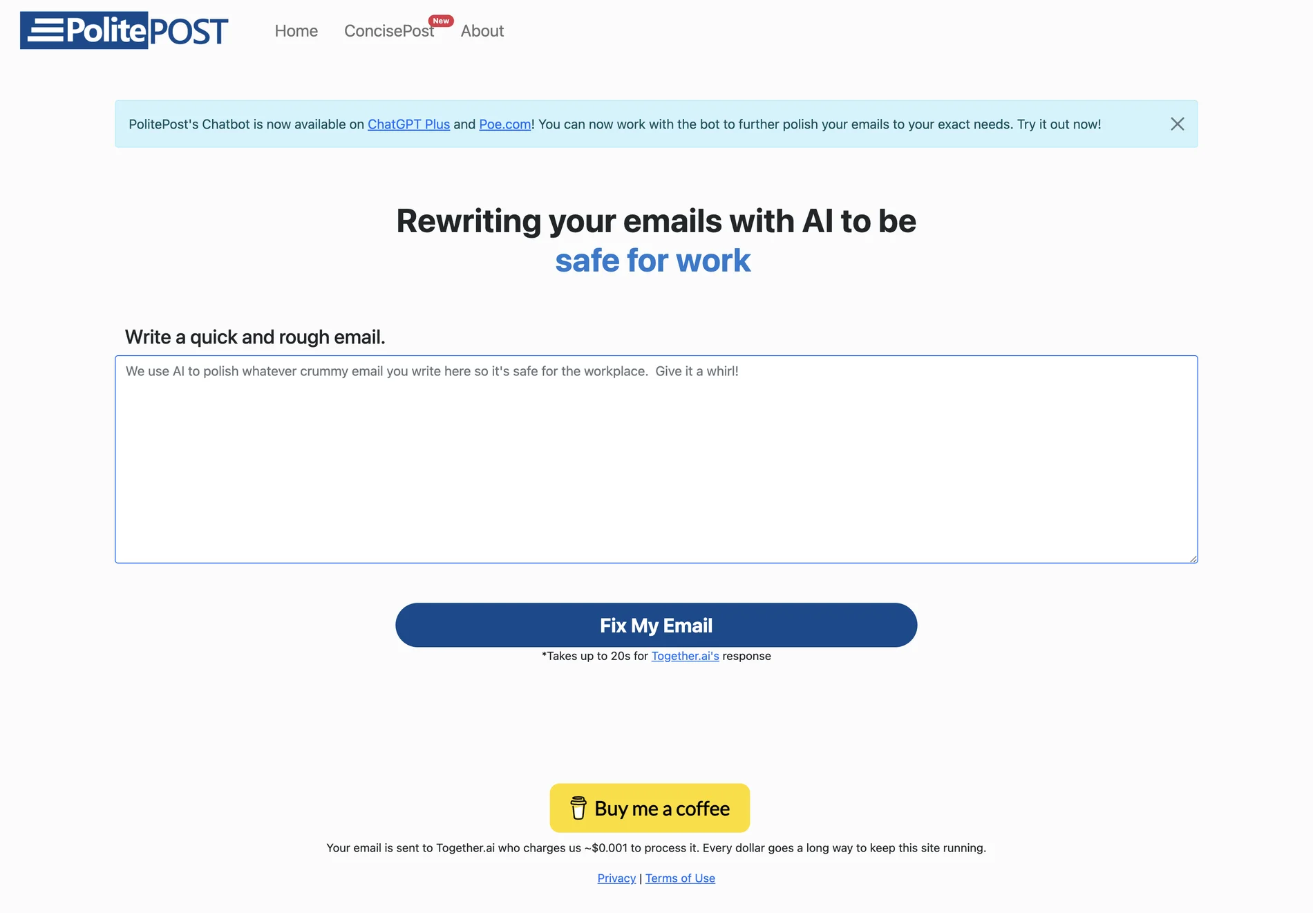 PolitePost.net | Rewriting Your Emails with AI to Be Professional