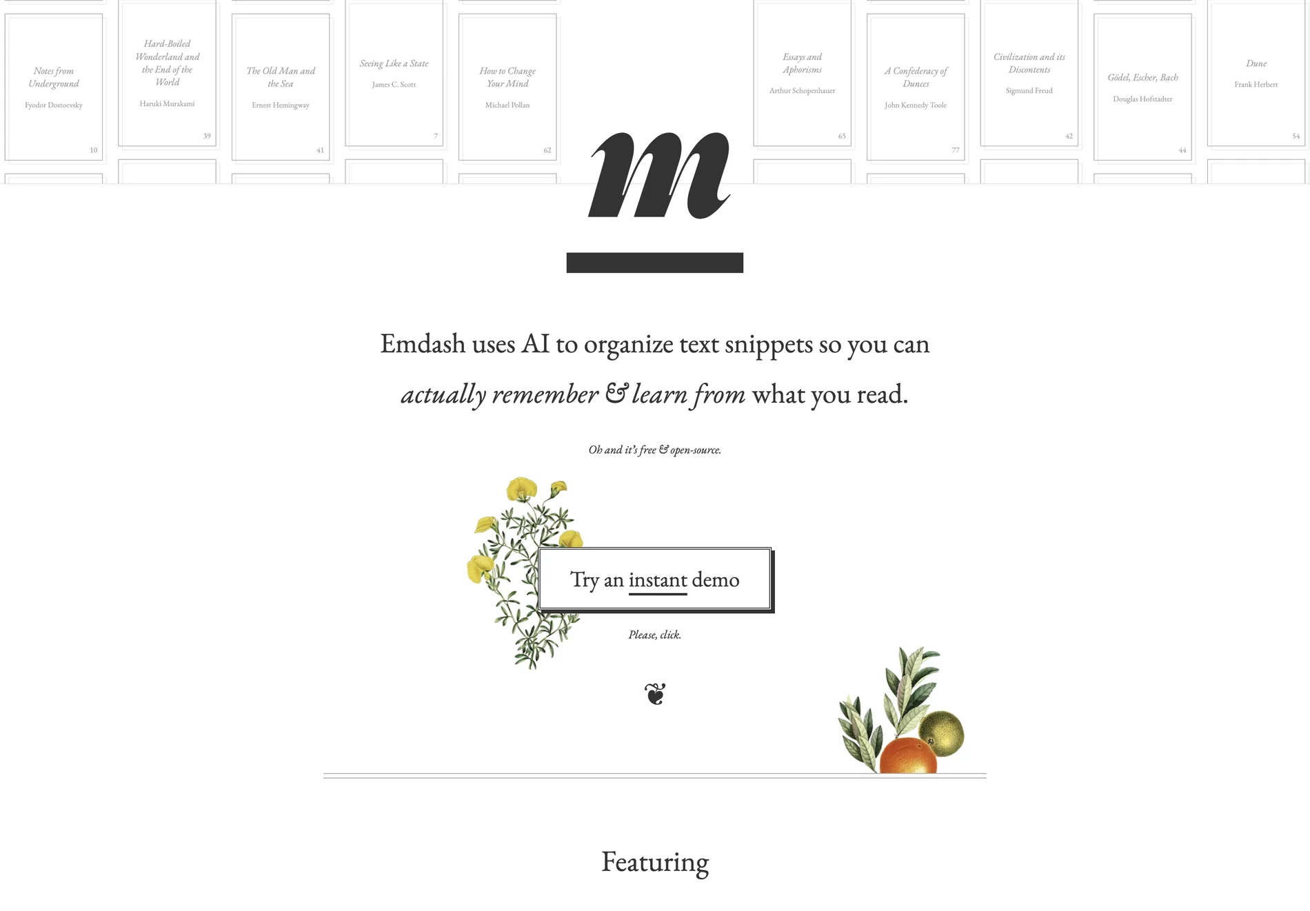 Emdash — Organize Book Highlights with AI