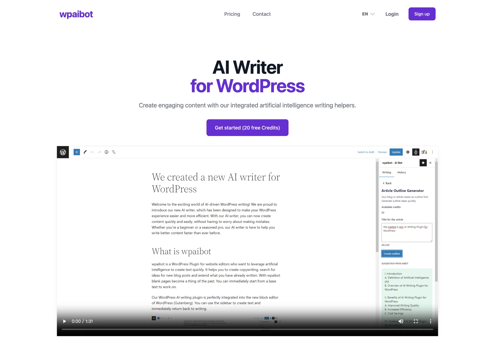 wpaibot: Revolutionize Your WordPress Content Creation with AI